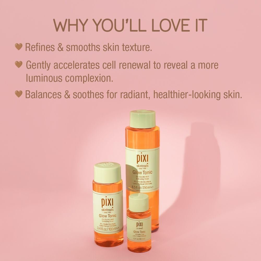 Pixi Glow Tonic Balancing Face Toner Glycolic Acid for Radiant Skin and Daily Brightening (8.5 fl oz / 250 ml) - Image 2