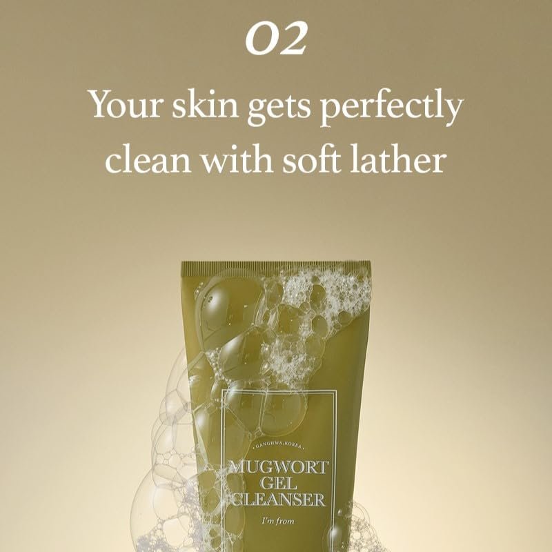 I'm from Mugwort Gel Cleanser 150ml, Mugwort 60%, Calming, Soothing, Mild low pH Korean Face Wash for Sensitive Skin, Irritated Skin, Herbal, Hypoallergenic, Vegan - Image 3