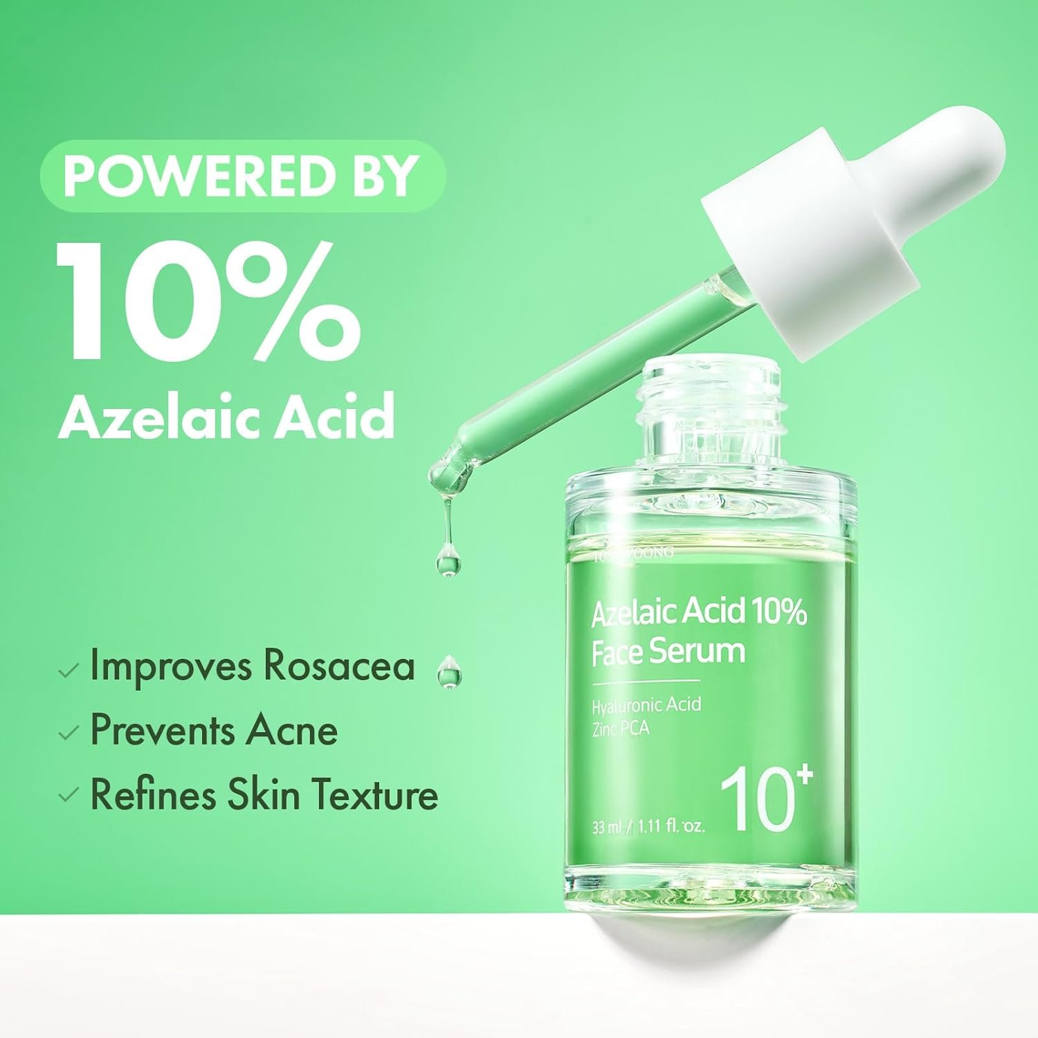 TOSOWOONG Azelaic Acid 10% Face Serum, Rosacea care, Redness Soothing and Blemish, Centella Asiatica for Acne-prone, Niacinamide, Hyaluronic Acid, Korean Skincare, Natural Color, 33 ml / 1.11 fl. oz. - Image 2