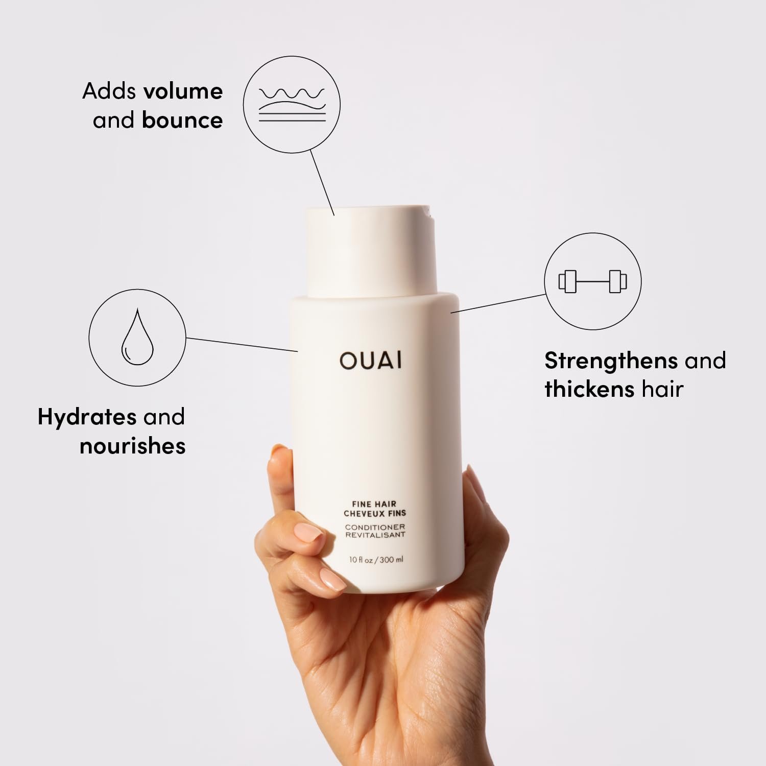 OUAI Fine Shampoo and Conditioner Set - Sulfate Free Shampoo and Conditioner for Women & Men - Made with Keratin, Marshmallow Root, Shea Butter & Avocado Oil - Free of Parabens & Phthalates (10 Fl Oz) - Image 2