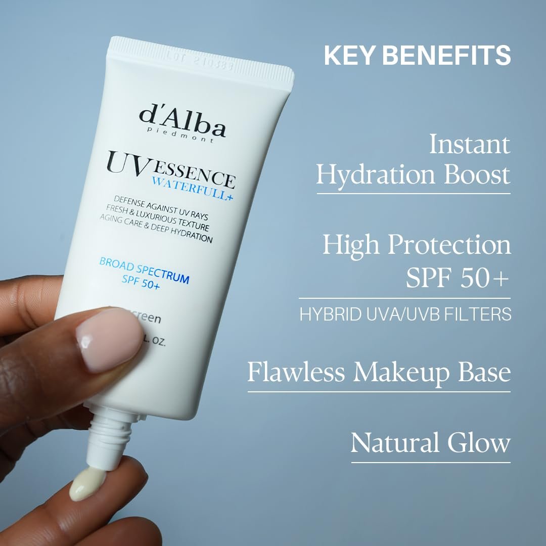d'alba Piedmont Italian White Truffle Waterfull Essence Sunscreen, Vegan Skincare, Lightweight Sunscreen with BROAD SPECTRUM SPF 50+, Glowy, Safe for all Skin Types, Korean Skin Care (1.69 fl. oz) - Image 2