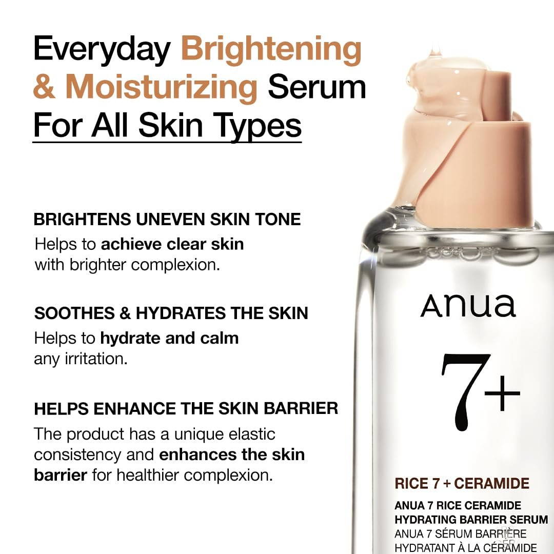 ANUA Rice Ceramide 7 Hydrating Barrier Serum, Moisturizing Serum for Face, Rice, Hyaluronic Acid, Niacinamide, Fragrance Free, Non-comodogenic, Glass Skin, Korean Skin Care, 50ml/1.69fl.oz. - Image 2