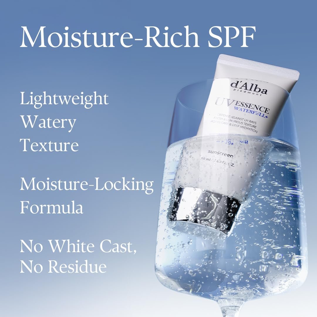 d'alba Piedmont Italian White Truffle Waterfull Essence Sunscreen, Vegan Skincare, Lightweight Sunscreen with BROAD SPECTRUM SPF 50+, Glowy, Safe for all Skin Types, Korean Skin Care (1.69 fl. oz) - Image 3