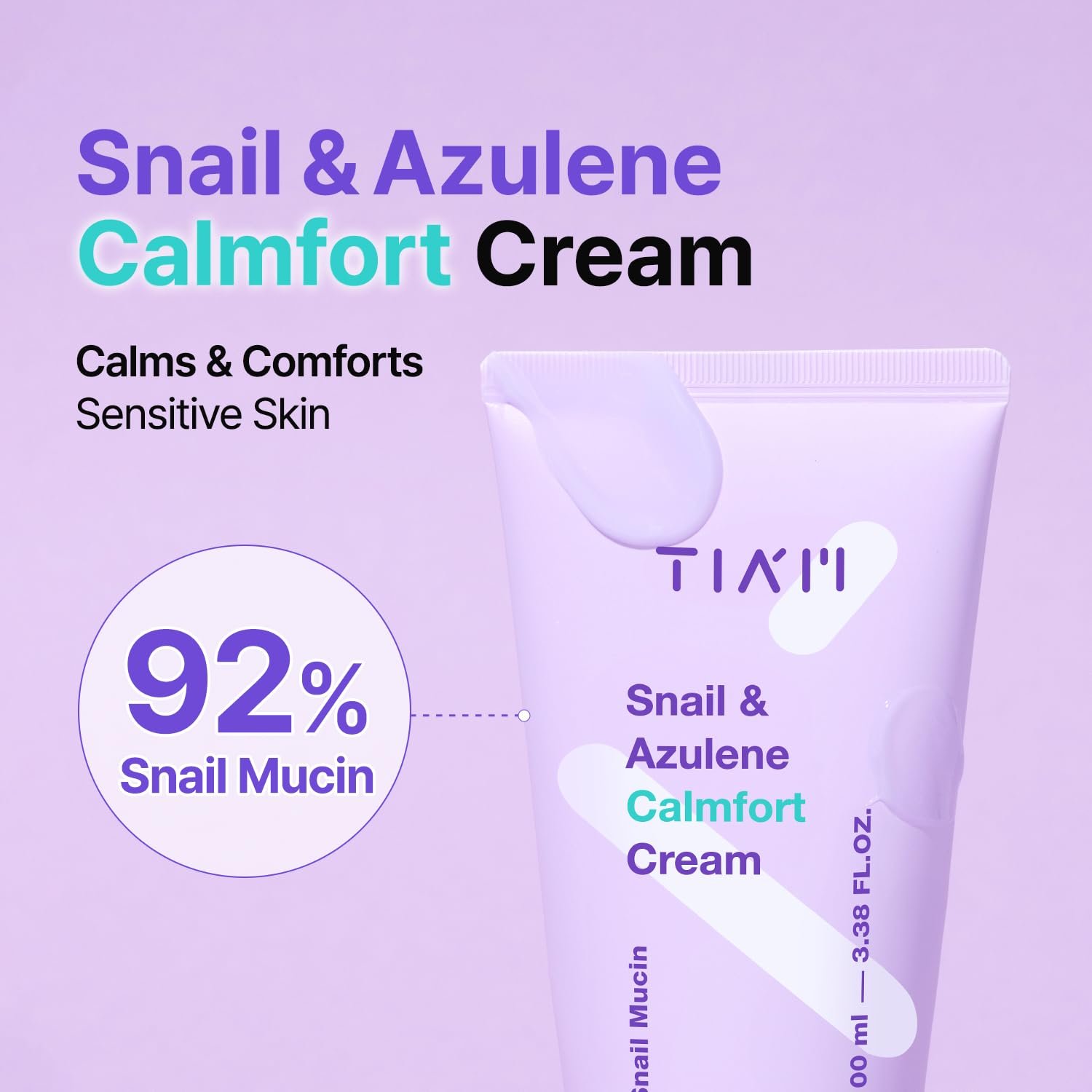 TIA'M Snail & Azulene Calmfort Cream, 3.38 fl oz, 92% Snail Mucin, Lightweight Calming & Moisturizing Cream for Soft, Glass Skin, Korean Skin Care, Day & Night Moisturizer Face Cream - Image 3