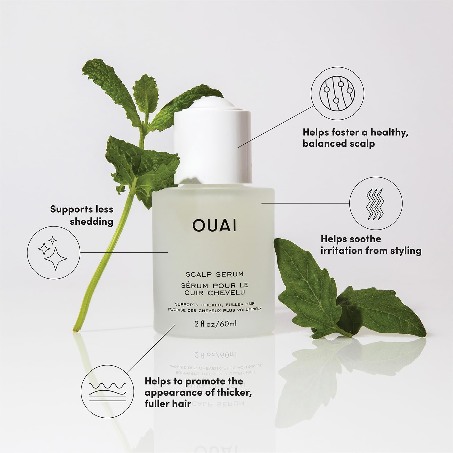 OUAI Scalp Serum - Balancing Hair Serum with Red Clover Extract, Siberian Ginseng and Peptides for Thicker and Fuller-Looking Hair - Paraben, Phthalate and Sulfate Free Scalp Care (2 Fl Oz) - Image 2