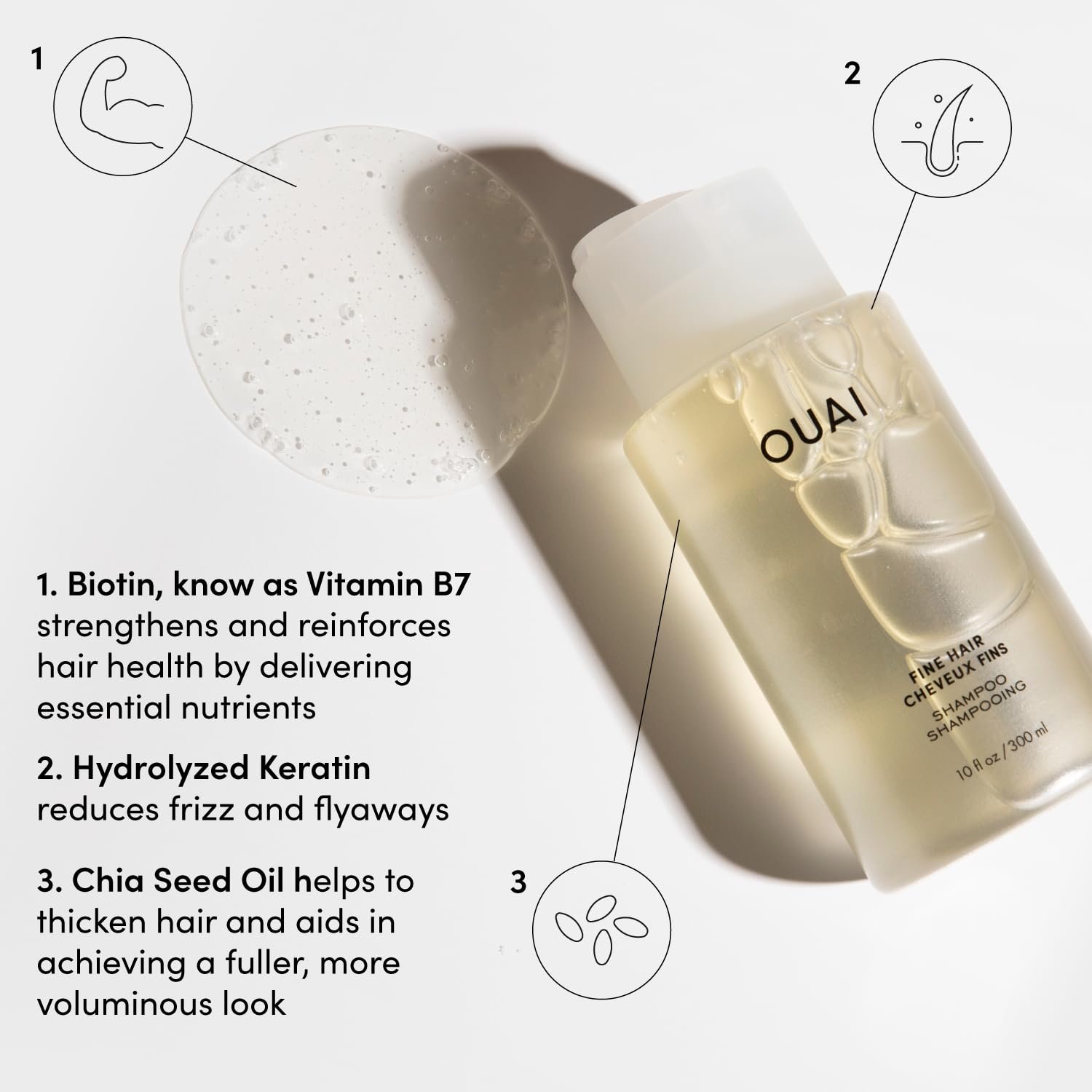 OUAI Fine Shampoo and Conditioner Set - Sulfate Free Shampoo and Conditioner for Women & Men - Made with Keratin, Marshmallow Root, Shea Butter & Avocado Oil - Free of Parabens & Phthalates (10 Fl Oz) - Image 4