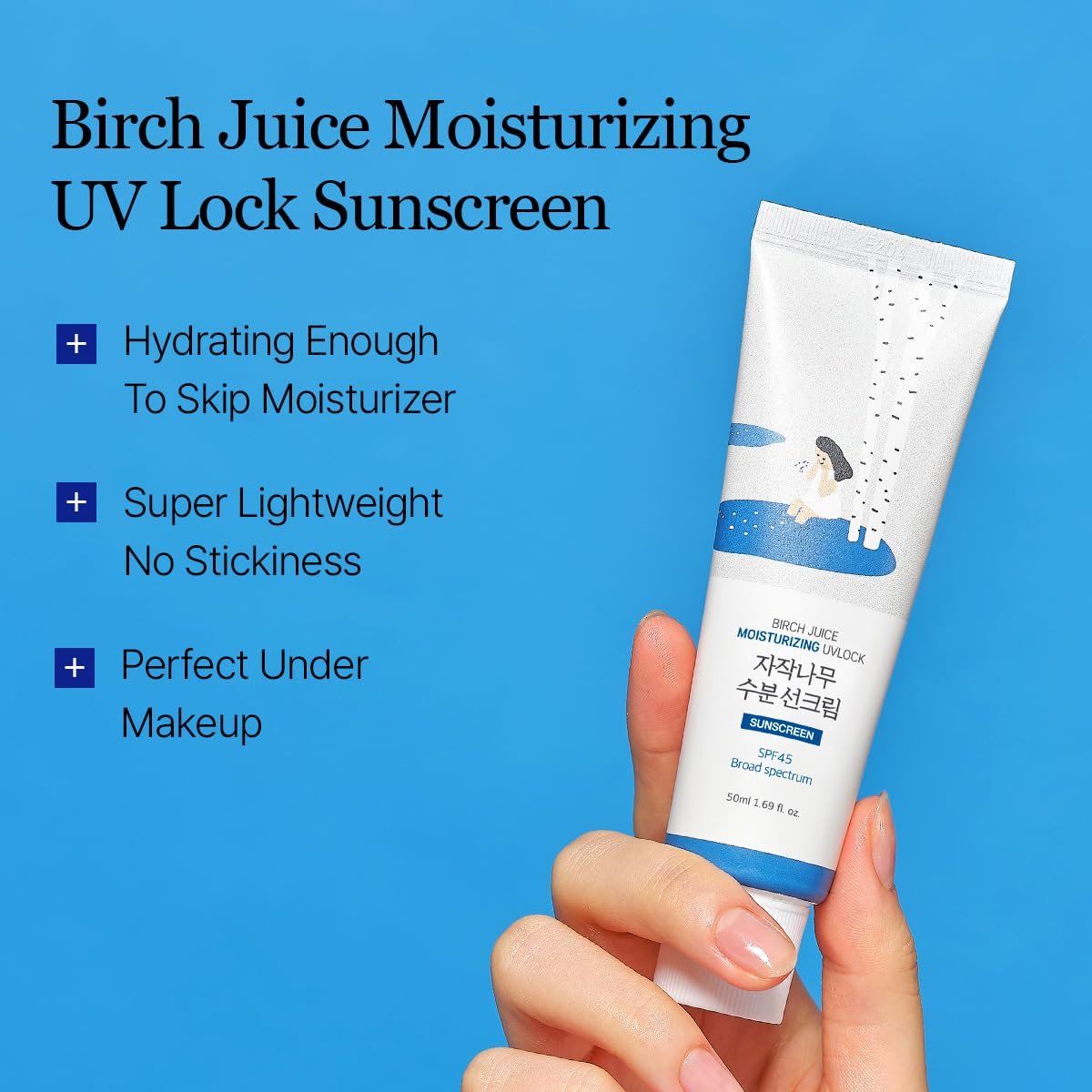 ROUND LAB Birch Juice Moisturizing UV LOCK SPF 45, 1.69 Fl Oz, Hydrating Lotion-like Lightweight Glow Sunscreen for Sensitive Skin, No White Cast, Fragrance-Free, Protector Solar, Korean Sunscreen - Image 3
