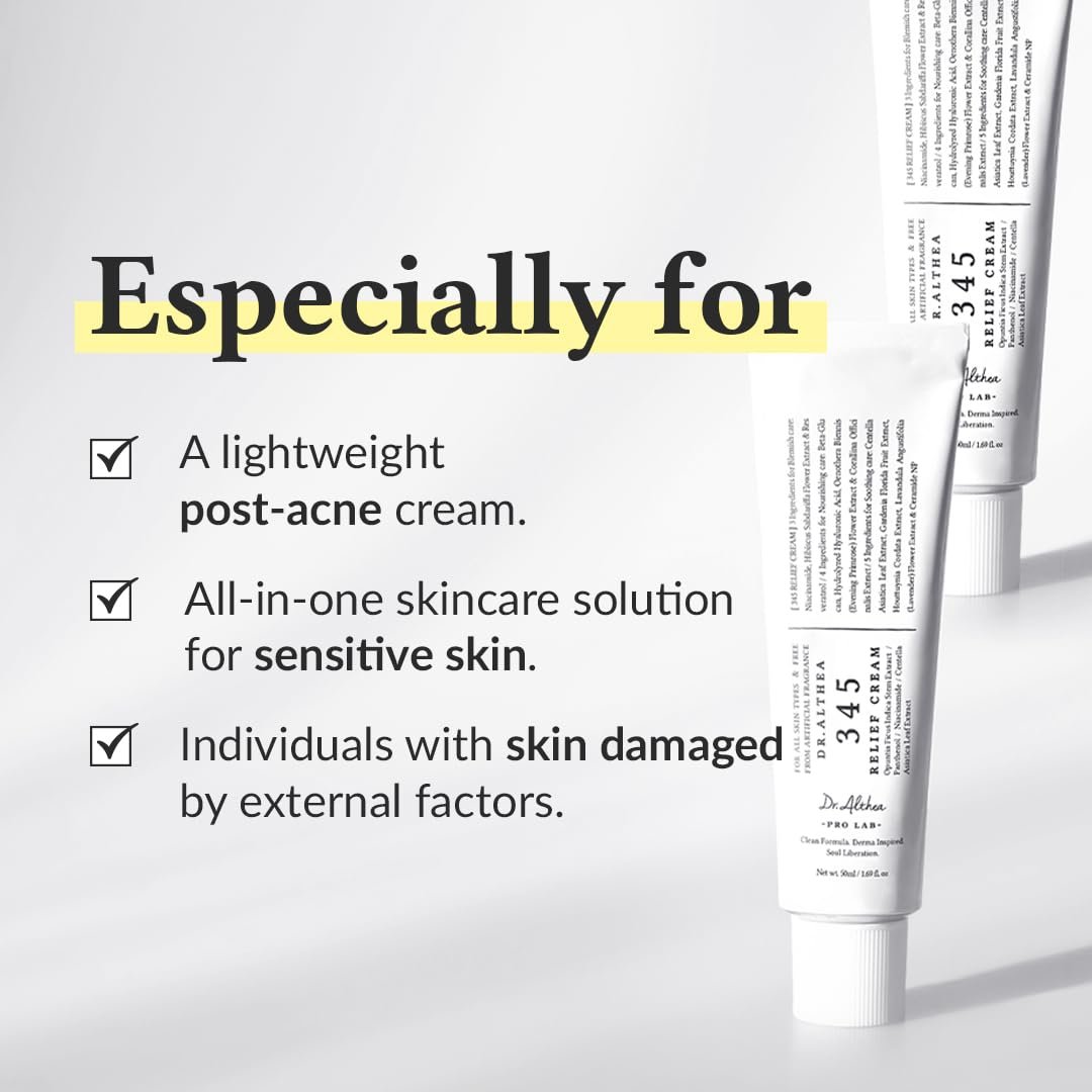 Dr.Althea 345 Relief Cream, Daily Face Moisturizer, Blemish Relief Care, Soothing Recovery & Moisture, Korean Vegan Skin Care for All Skin Types, 1.69 Fl Oz (Pack of 1) - Image 2
