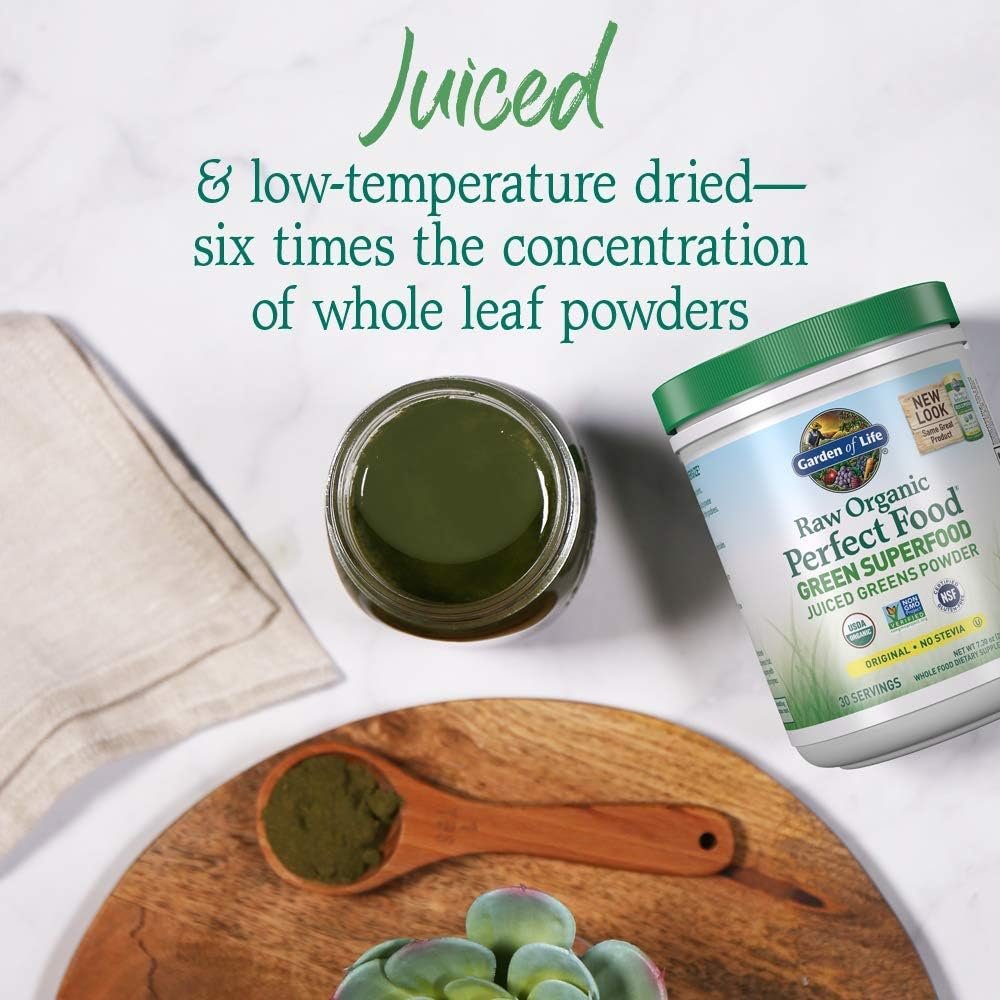Garden of Life Raw Organic Perfect Food Green Superfood Juiced Greens Powder - Original Stevia-Free, 30 Servings, Non-GMO, Gluten Free Whole Food Dietary Supplement, Alkalize, Detoxify, Energize - Image 3