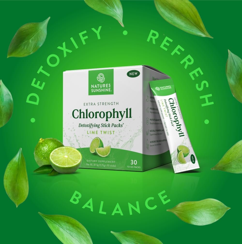 Nature's Sunshine Chlorophyll Stick Packs: Supercharge Your Detox and Boost Gut Health in Convenient, Delicious Stick Packs (Lime Twist) - Image 2