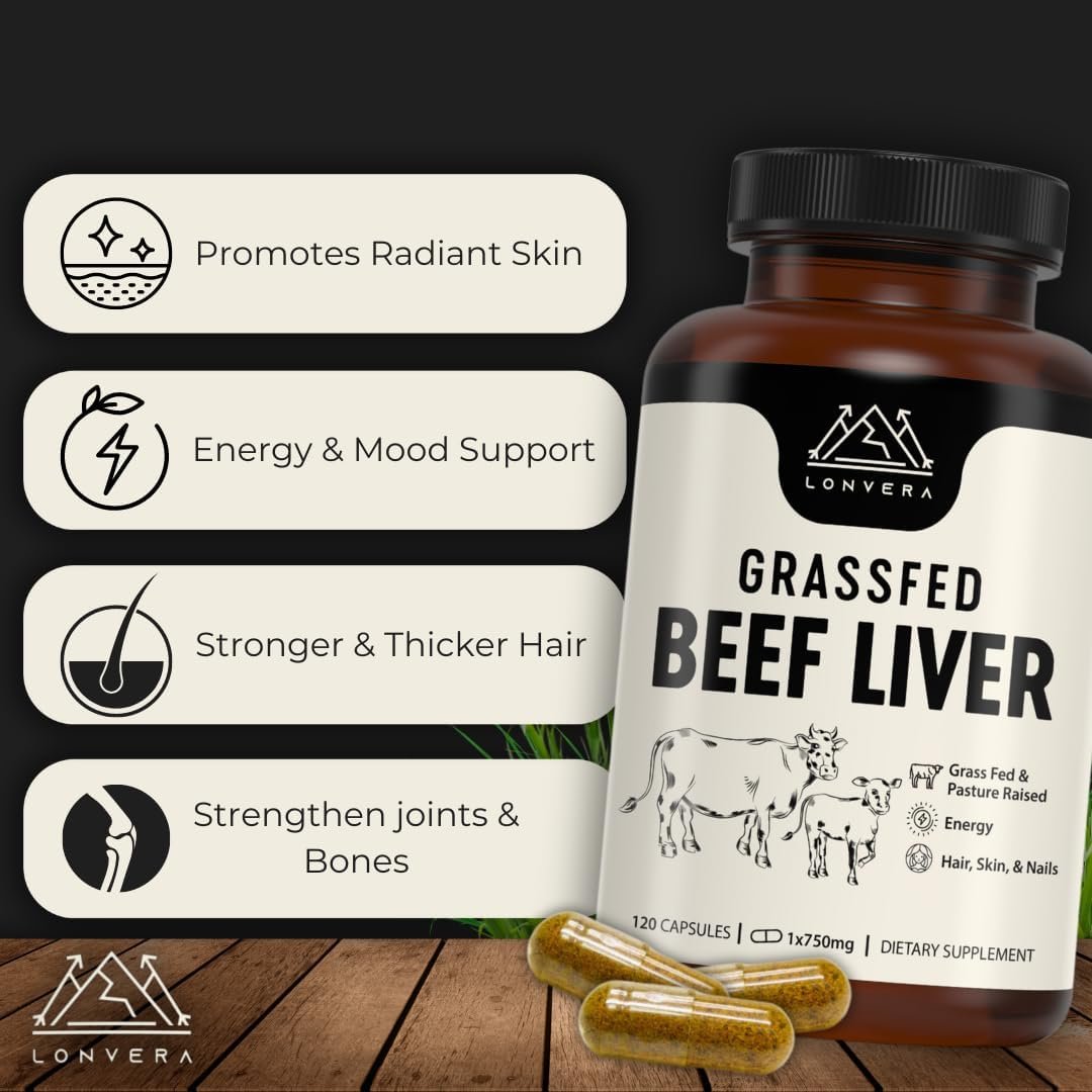 Grass Fed Beef Liver Supplement – 3000mg Freeze Dried Desiccated Organs – Nutrient Source for Joints, Bones, Hair, Skin, Nails & Daily Energy – 120 Pasture-Raised Capsules - Image 4