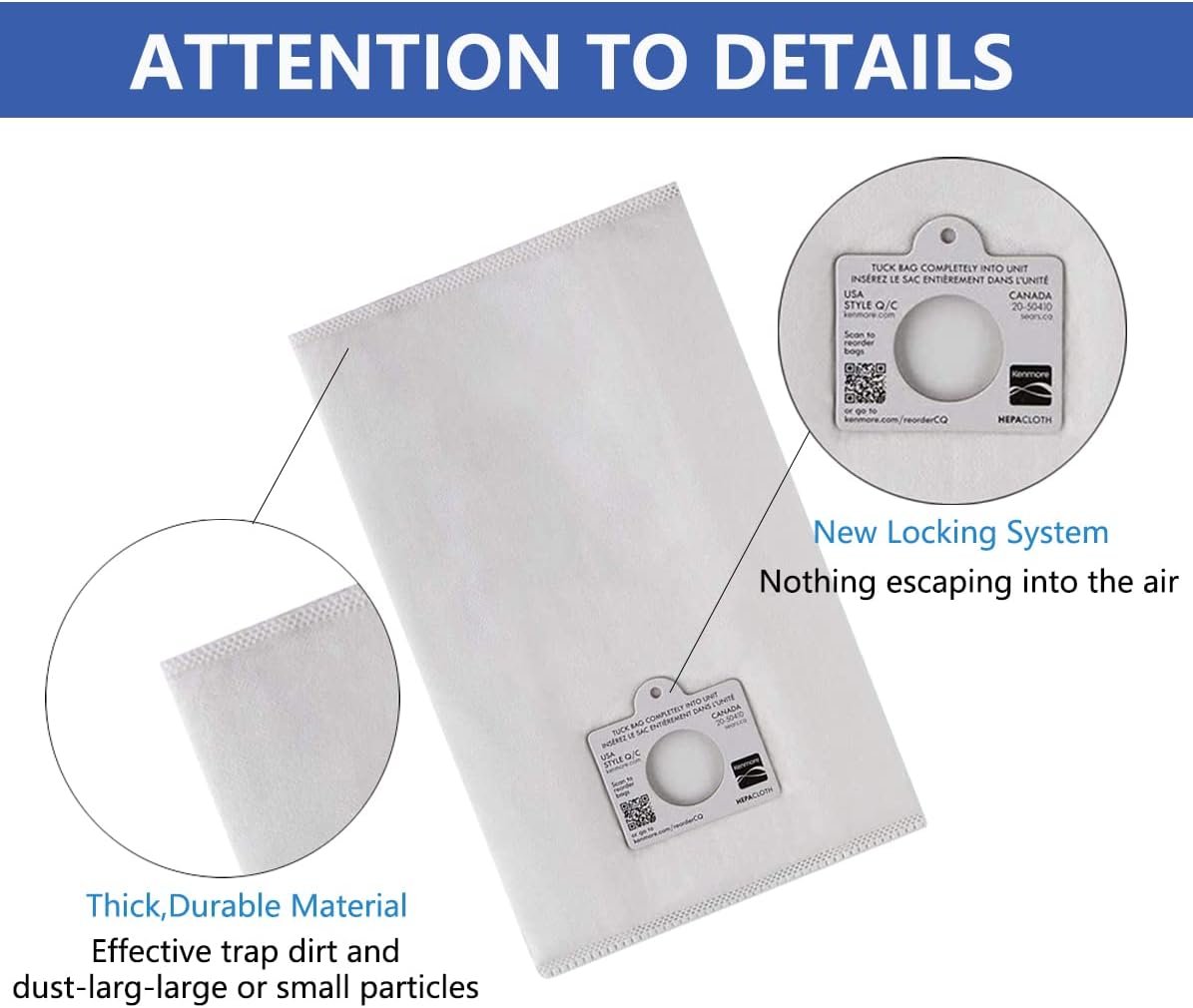Compatible with Kenmore 53292 Type Q - C HEPA Canister Vacuum Bags,6-Pack (white) - Image 4