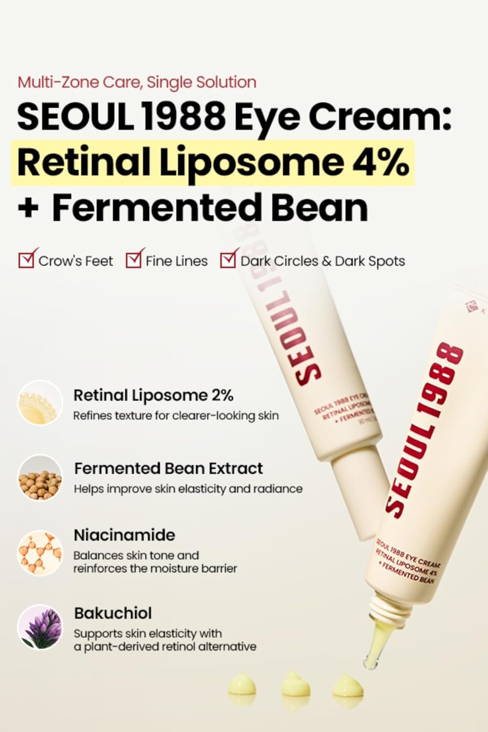 K-SECRET SEOUL 1988 Retinal Eye Cream – Formulated with Advanced Retinal Liposome 4% and Fermented Bean for Dark Circles and Fine Line Care | Korean Skincare, 30ml / 1.01 fl oz - Image 3