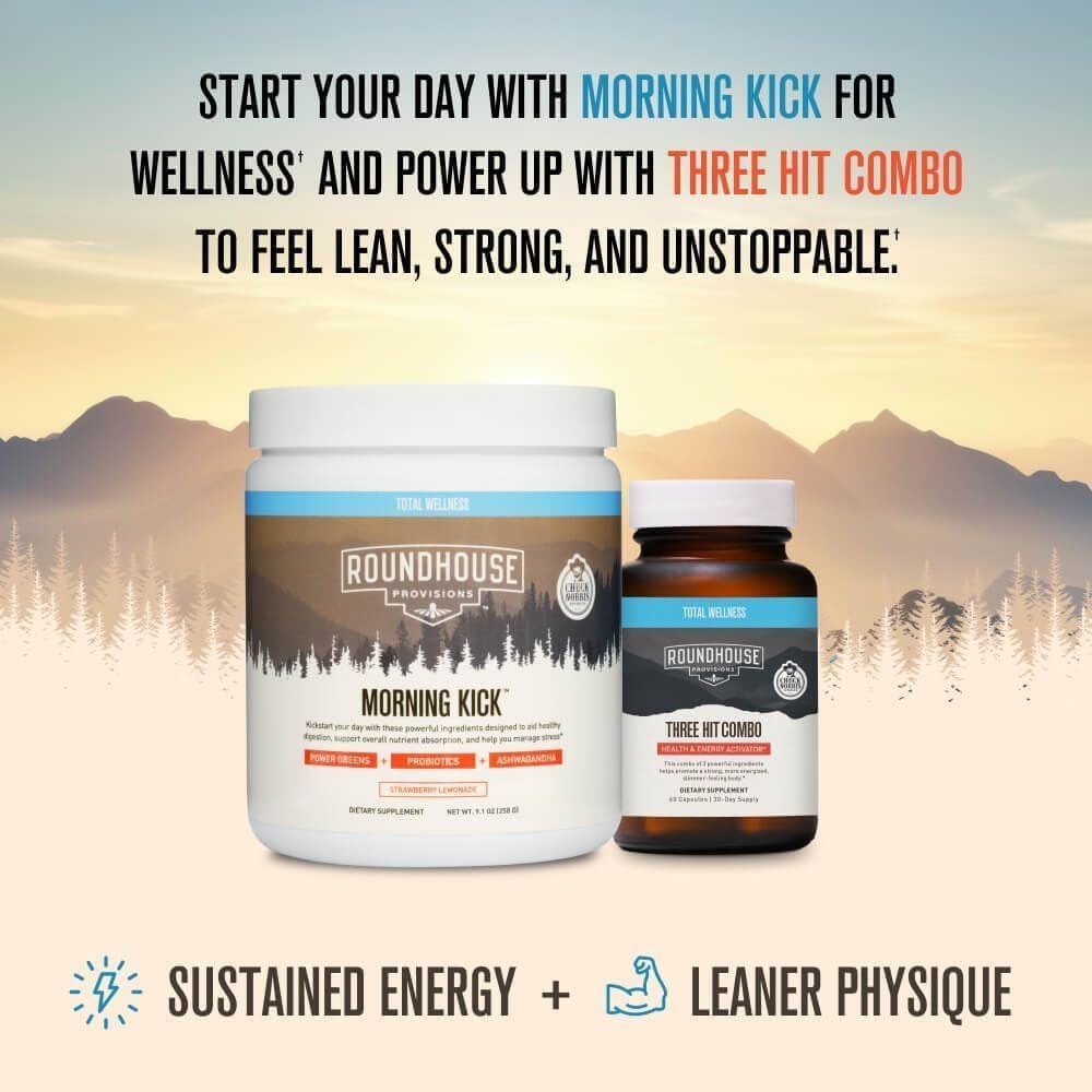 ROUNDHOUSE PROVISION Morning Kick, Zero Sugar Greens Superfood Powder Supplement with Ashwagandha, Collagen, Probiotics, Debloat Drink, 30 Servings (Strawberry Lemonade) by Chuck Norris - Image 2