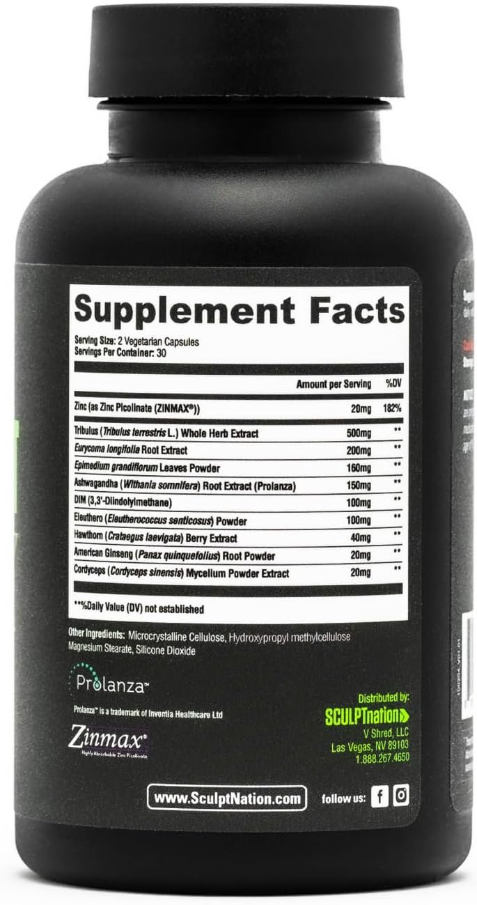 Sculpt Nation by V Shred Test Boost Max - Testosterone Supplement for Men - Tribulus Terrestris for Men - Natural Energy, Stamina, and Strength Booster - 60 Gluten Free Capsules - Image 5