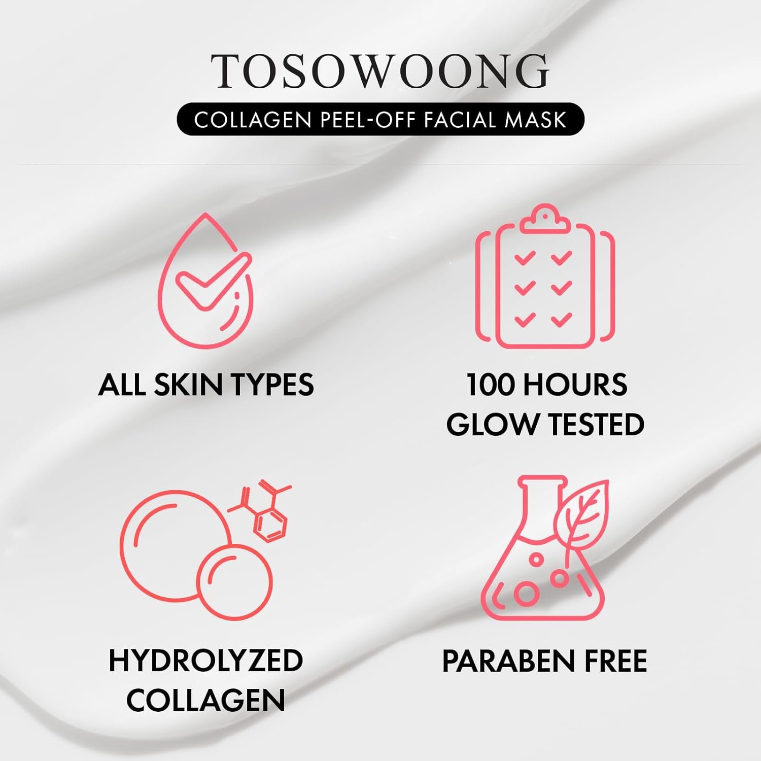 TOSOWOONG Real Collagen Fit, Hydrolyzed Collagen Wrapping Mask, Peel Off Facial Mask for elasticity, Hydrating, Glow, Glass Skin, Face Moisturizer, Self Care, Korean Skin Care, 50ml, 1.69 fl. oz. - Image 2