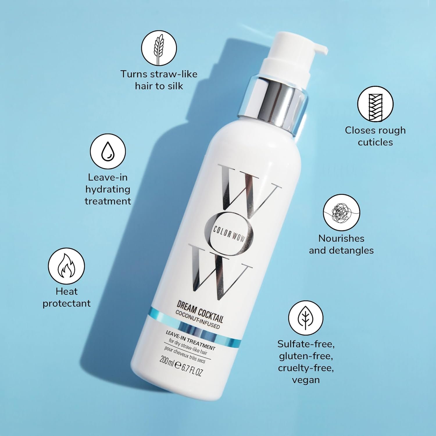 COLOR WOW Dream Cocktail Coconut Infused Leave-in Treatment – Silky, Supple, Frizz-Free Hair | Blow Dry Boost + Heat Protectant - Image 2