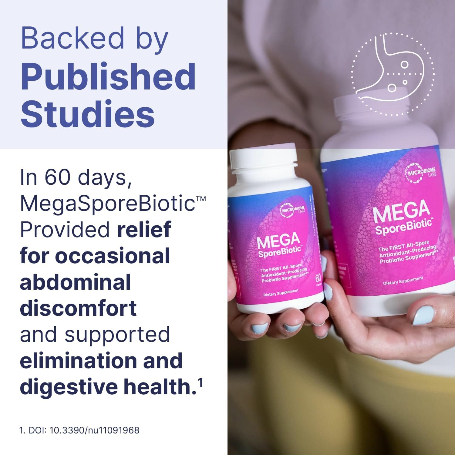 Microbiome Labs MegaSporeBiotic Probiotics for Women & Men - Spore-Based Probiotic for Gut Health & Digestive Support - Shelf-Stable, Travel-Friendly, Mens & Womens Probiotics (60 Capsules) - Image 3