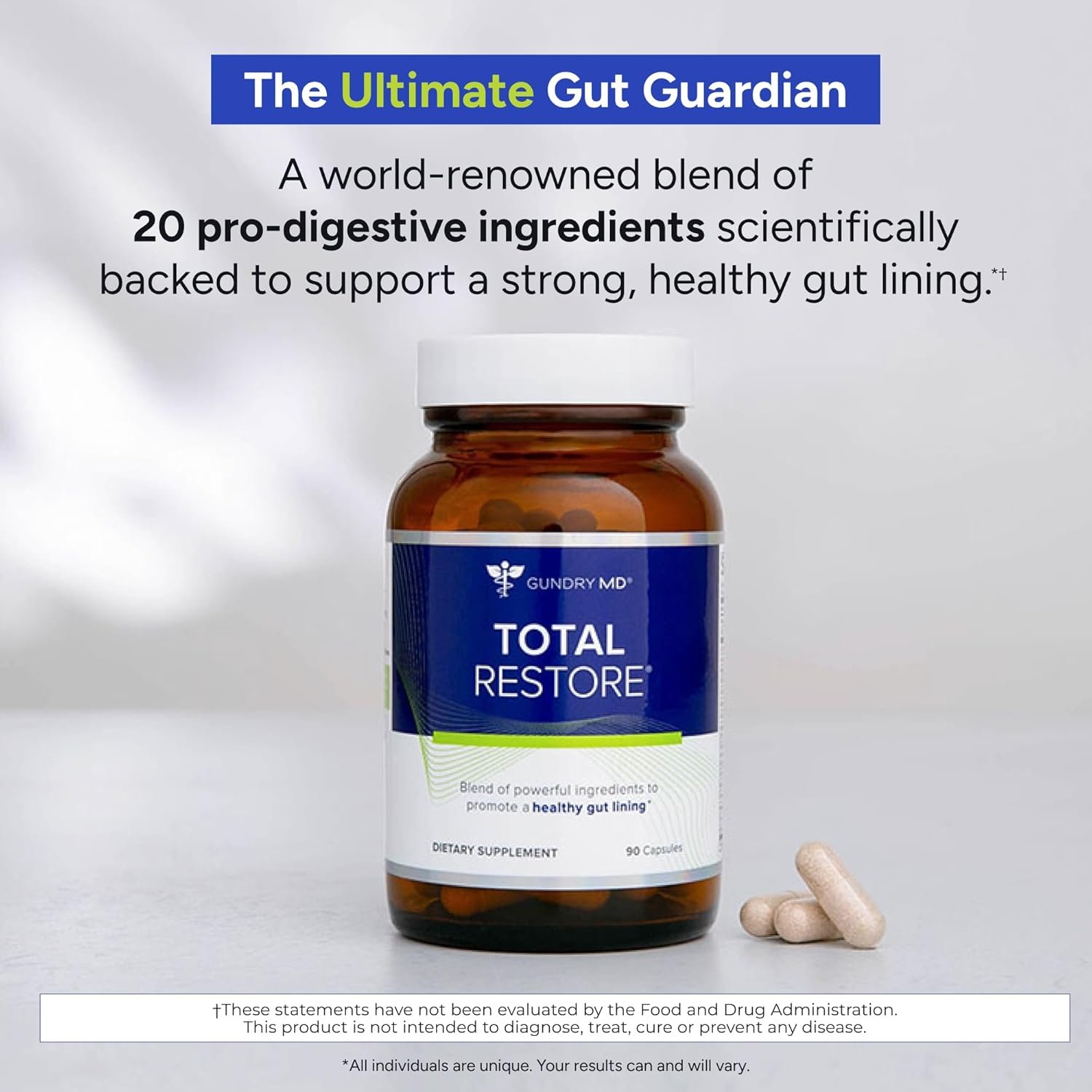 Gundry MD Total Restore Gut Lining Support, Digestive Supplement for Gastrointestinal Wellness, Gut Health Supplement, Gut Health for Women and Men, 90 Capsules (1) - Image 2