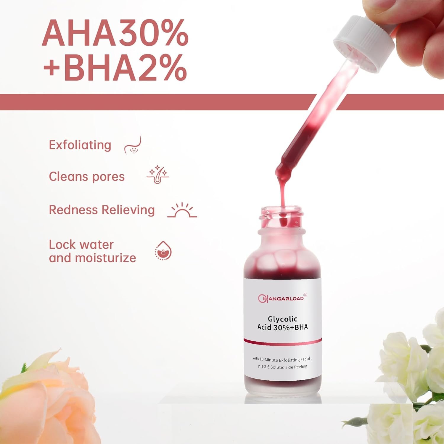 AHA 30% + BHA 2% Peeling Solution 30ml/1oz, Exfoliating Facial Serum, Chemical Peel For Face Serum Glycolic Acid - Image 2