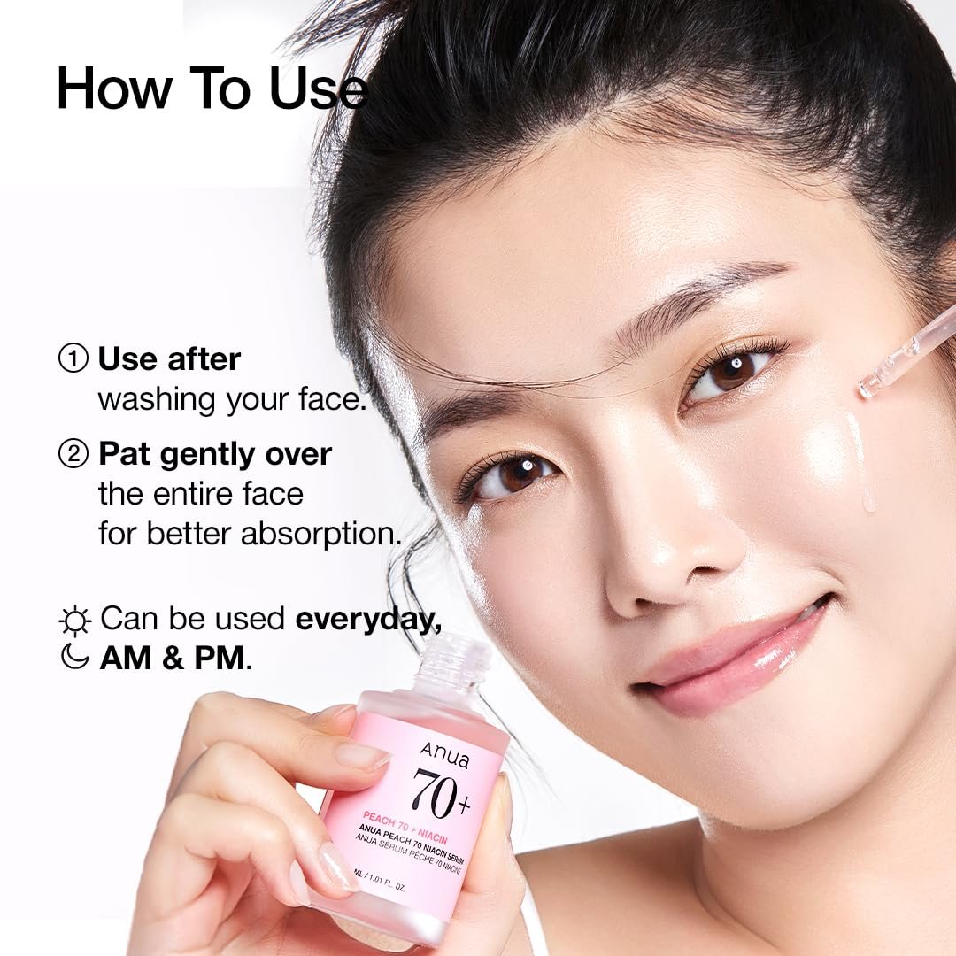 Anua Peach 70 Niacinamide Serum 30ml / brightening hydrating face serum/daily clean beauty (1.01 fl. oz.) - Image 5