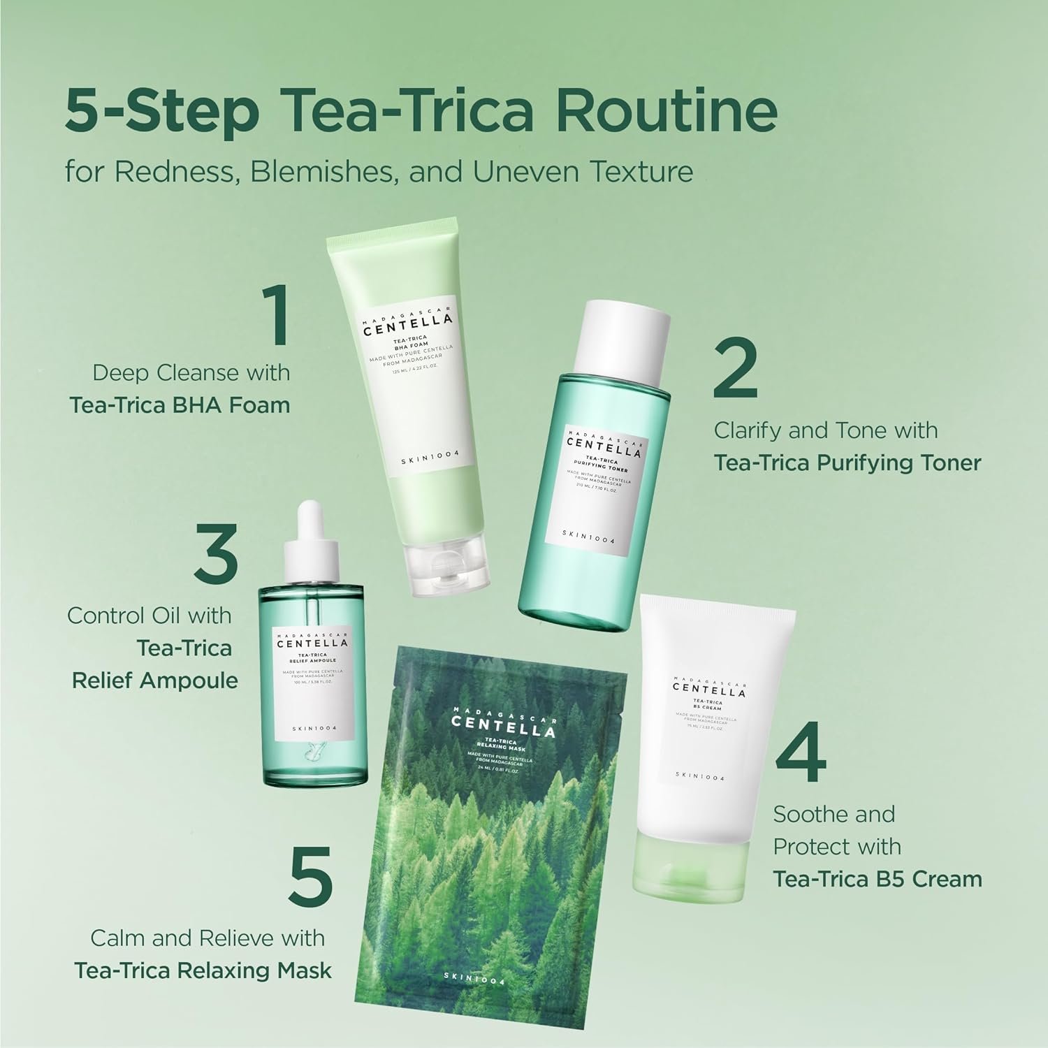 SKIN1004 Tea-Trica BHA Foam 4.22 fl.oz, 125ml, Makeup Remover, Korean Face Cleanser with Centella Asiatica & Tea Tree, Gentle Facial Foam Cleanser for Oil Control and Refreshing Skin, Korean Skin Care - Image 7