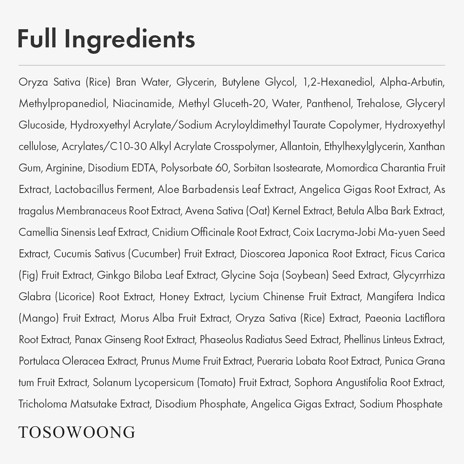TOSOWOONG Alpha Arbutin 2% Rice Serum, Rice 746,074ppm, Alpha-Arbutin 20,000ppm, Glow, Glass skin, Pigmentation, Acne Marks, Dark Spots, Even Skin Tone, Hydrating, Korean Skin Care, 33ml / 1.11 fl.oz. - Image 4