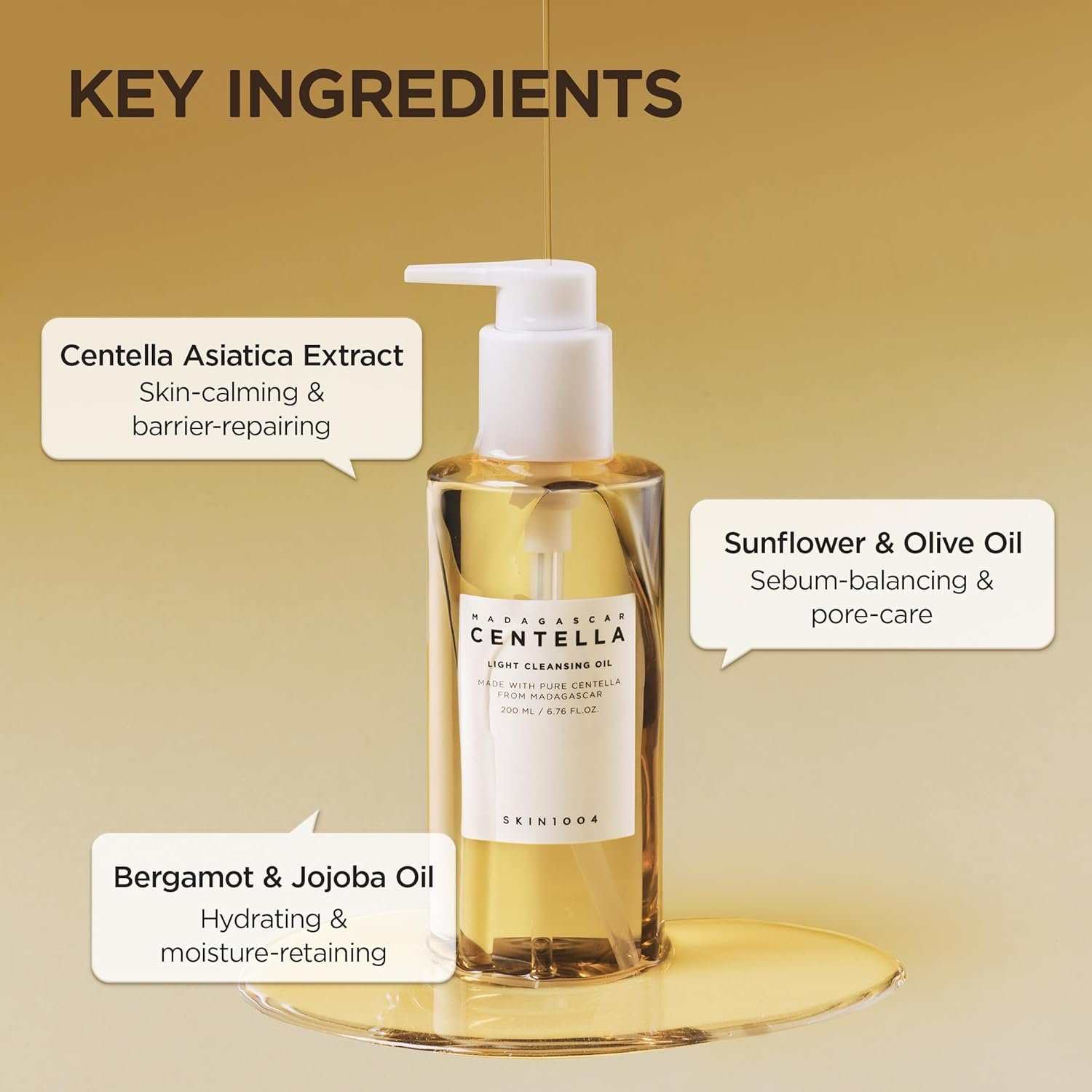 SKIN1004 Madagascar Centella Light Cleansing Oil 6.76 fl.oz, 200ml | Gentle Oil Cleanser for Face, Korean Facial Cleanser, Double Cleansing - Image 2