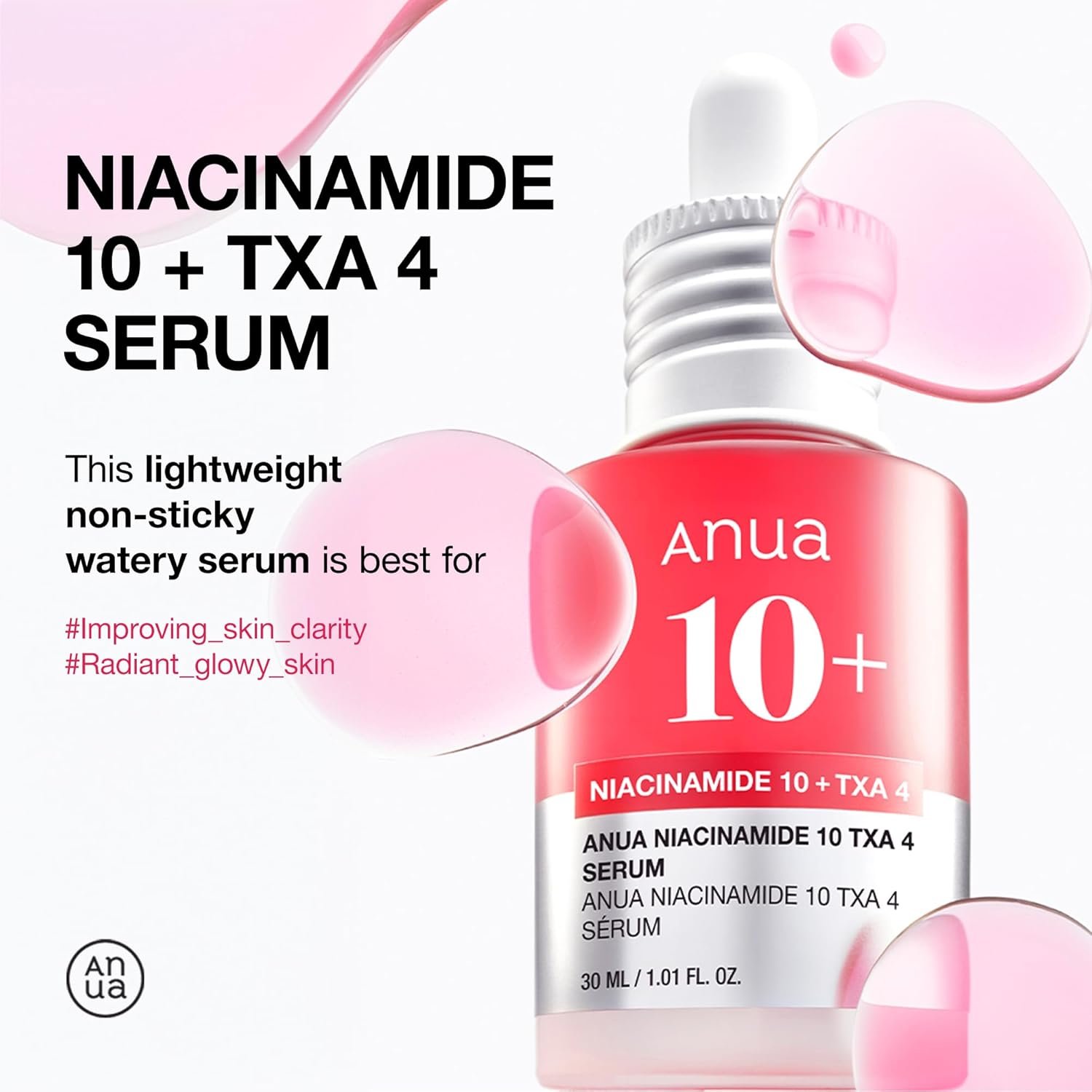 ANUA Niacinamide 10 + TXA 4 Serum, Hyaluronic Acid, Tranexamic acid, Facial Serum For GlassSkin, Glow Back Serum, Dark Spot Care, Postnatal Skincare, Korean Skincare (30ml/1.01 fl.oz) - Image 3