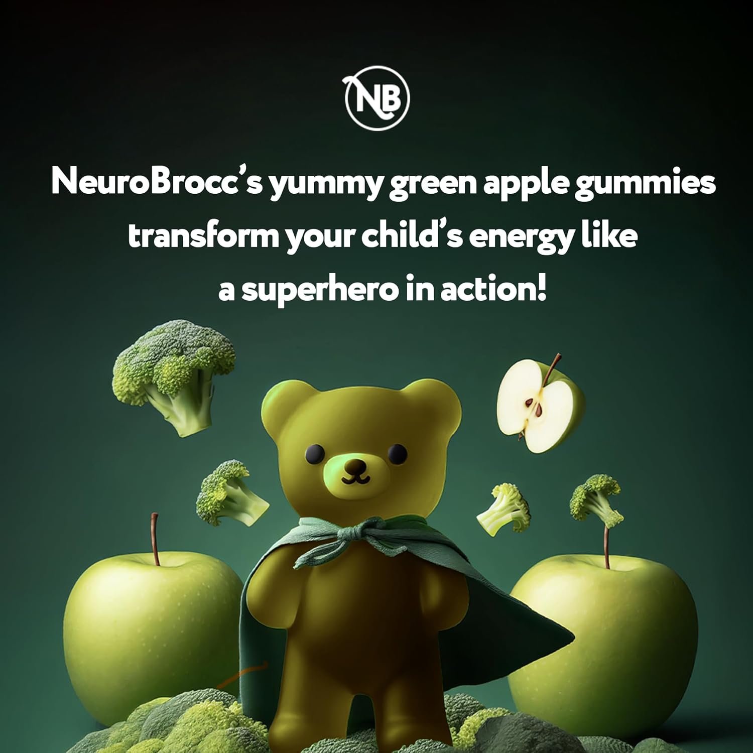 NeuroBrocc Sulforaphane Supplement Gummies - Potent Broccoli Sprout Extract Supplement - 60 Vegan Friendly Green Apple Flavored Gummies for Kids and Adults - Image 3