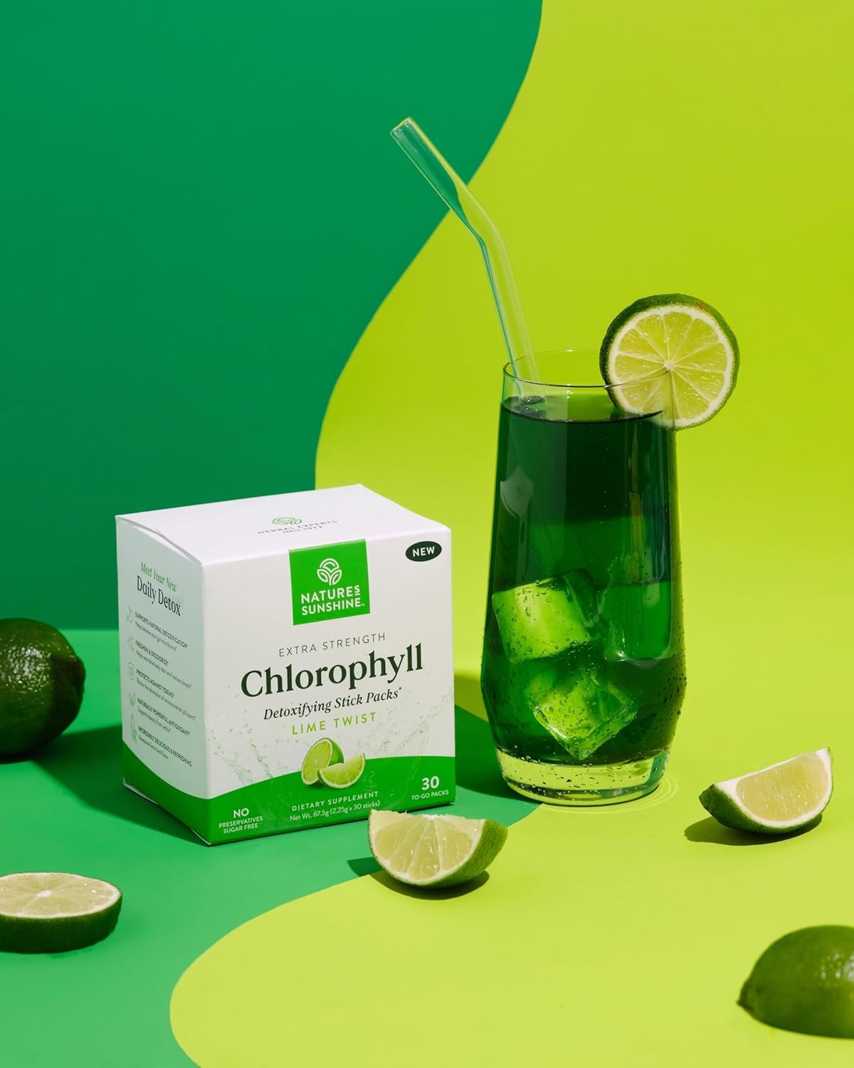 Nature's Sunshine Chlorophyll Stick Packs: Supercharge Your Detox and Boost Gut Health in Convenient, Delicious Stick Packs (Lime Twist) - Image 4