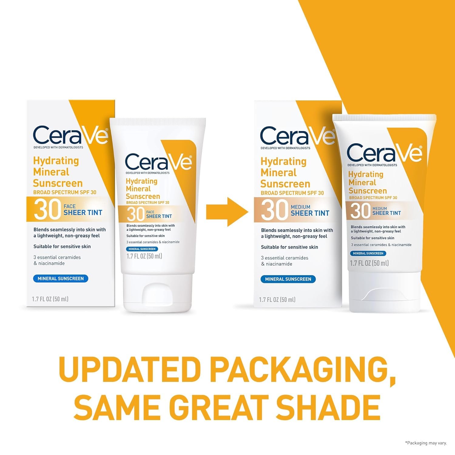 CeraVe Hydrating Mineral Sunscreen SPF 30 with Sheer Tint, Tinted Mineral Sunscreen with Zinc Oxide & Titanium Dioxide, Blends Seamlessly For Healthy Glow, Medium, 1.7 Fluid Ounce - Image 5