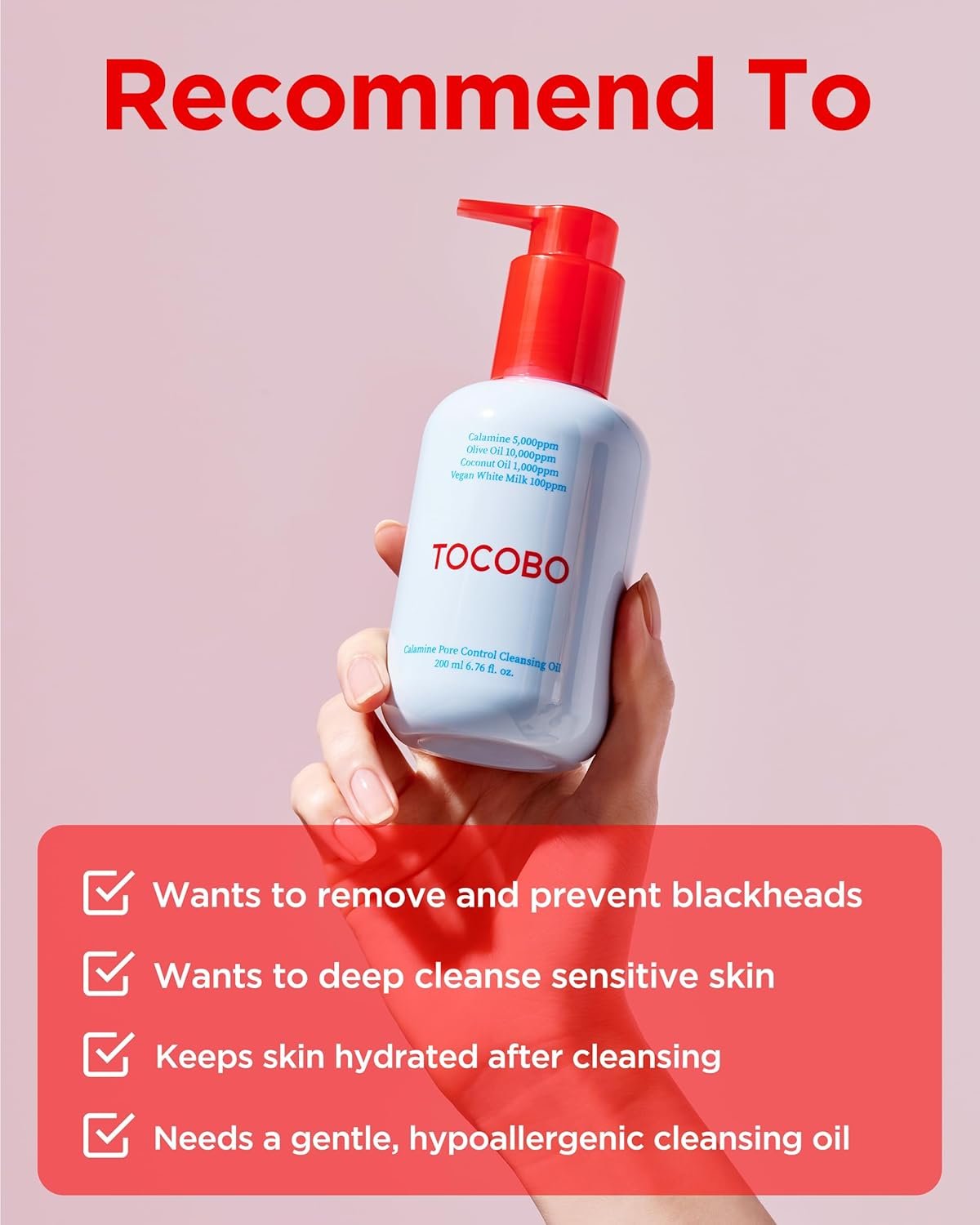 TOCOBO Calamine Pore Control Cleansing Oil 200ml / 6.76 fl oz | Blackheads, Make-up Cleansing, Pore Care, Deep Cleansing, mothers day - Image 3