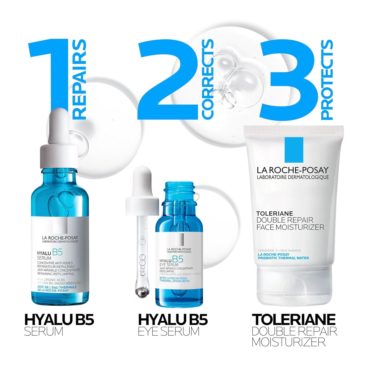 La Roche-Posay Hyalu B5 Eye Serum with Hyaluronic Acid & Caffeine for Dark Circles, Hydrating Serum for Dark Circles and Wrinkles with Roller Ball Applicator, Replumps Under Eye, Fragrance Free - Image 3