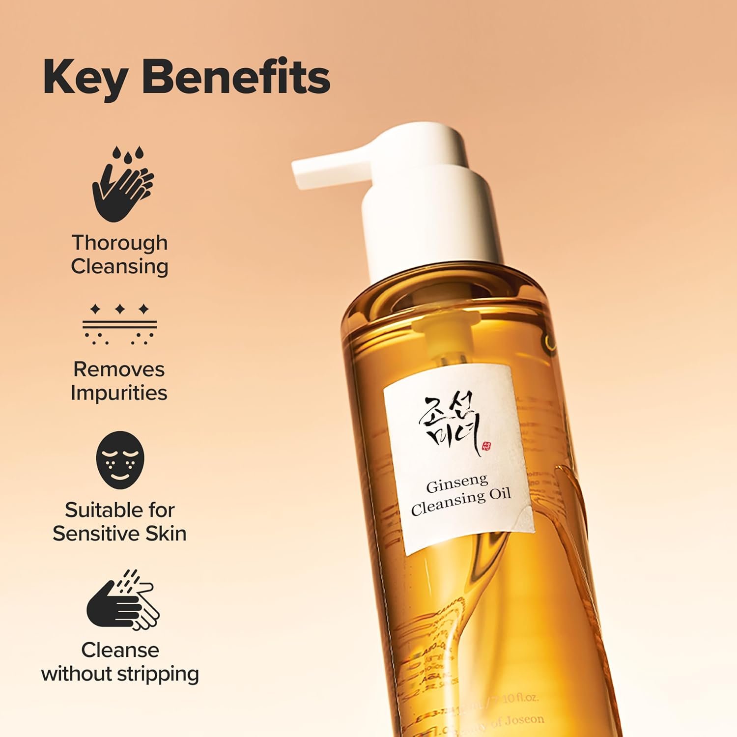 Beauty of Joseon Ginseng Cleansing Oil Waterproof Makeup Remover for Sensitive, Acne-Prone Facial Skin. Korean Skin Care for Men and Women, 210ml, 7.1 fl.oz - Image 3