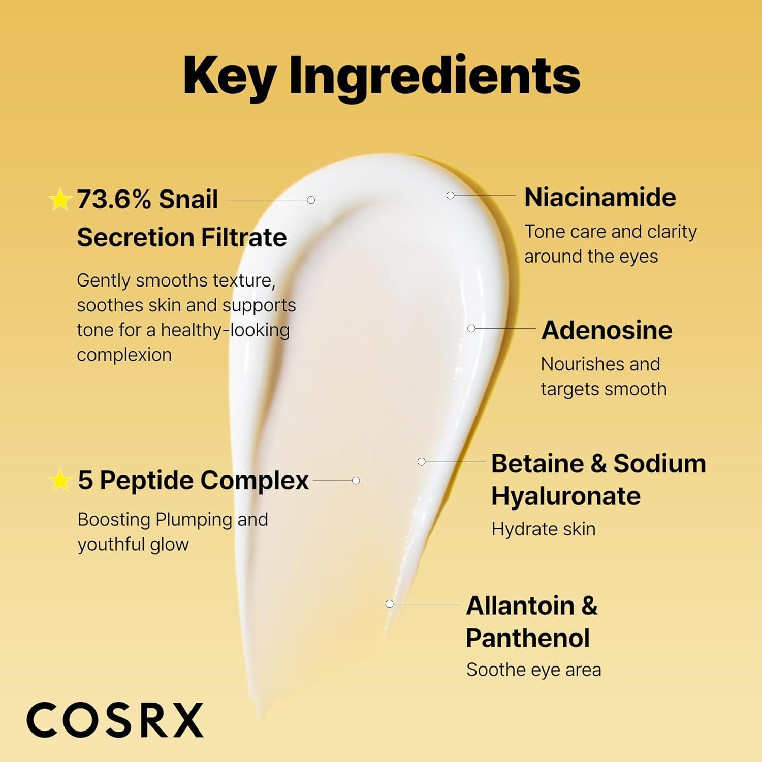 COSRX Snail Mucin Peptide Under Eye Cream, 0.84 fl oz, 73.7% Snail Mucin and Niacinamide, Eye Care, Eye Cream Anti Aging, Dark Circles, Korean Skin Care, Stocking Stuffers for Women - Image 3