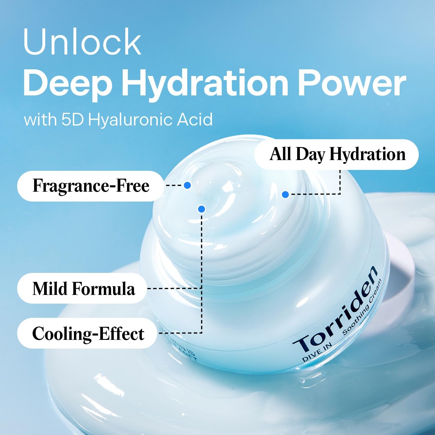 Torriden DIVE IN Hyaluronic Acid Soothing Cream 100ml (3.38 fl. oz) | Revitalizing Facial Moisturizer for Sensitive and Dry Skin | Hyaluronic Acid, Panthenol, Allantoin - Image 4