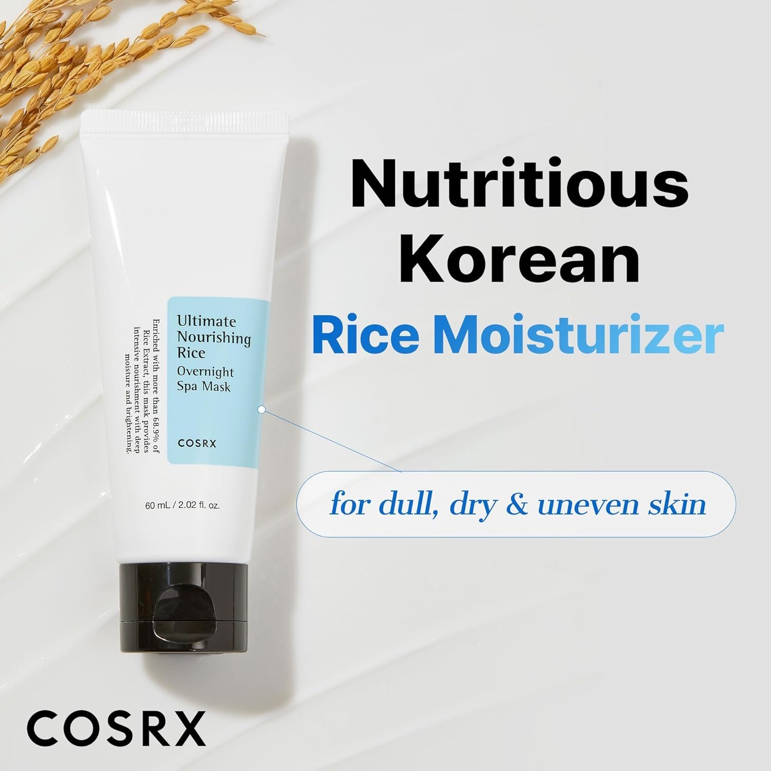 COSRX Ultimate Nourishing Rice Overnight Spa Mask, 60ml / 2.02 fl.oz | Rice Extract 68% and Niacinamide 2%, Korean Skin Care, Stocking Stuffers, Holiday Gifts, Gifts for Women - Image 4