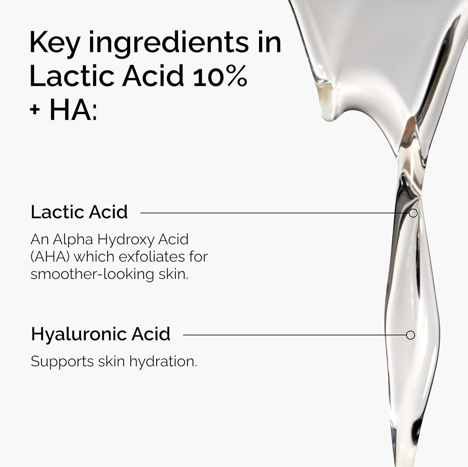 The Ordinary Lactic Acid 10% + Hyaluronic Acid 2%, High-Strength Exfoliating Serum for Smoother, Brighter Skin, 1 Fl Oz - Image 2