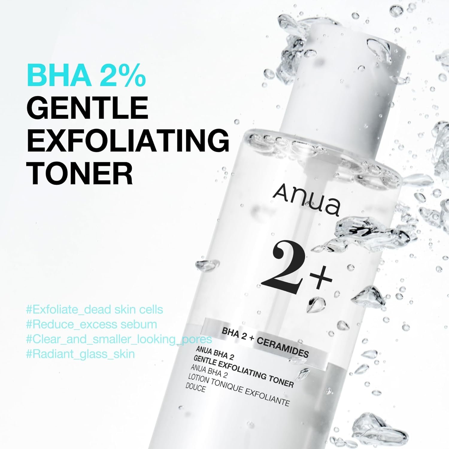 ANUA BHA 2% Gentle Exfoliating Toner, Mild Facial Exfoliant, Salicylic Acid for Pores and Sebum, Teatree Extract, Hyaluronic Acid, Ceramides (150ml / 5.07 fl.oz.) - Image 2