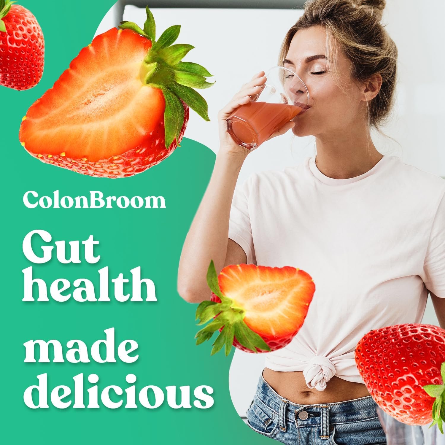ColonBroom Psyllium Husk Powder (Strawberry) - Colon Cleanse for Bloating Relief & Gut Health - Colon Broom Fiber Powder Drink - Vegan, Gluten Free, Non-GMO Fiber Powder Supplement, 50 Servings - Image 5