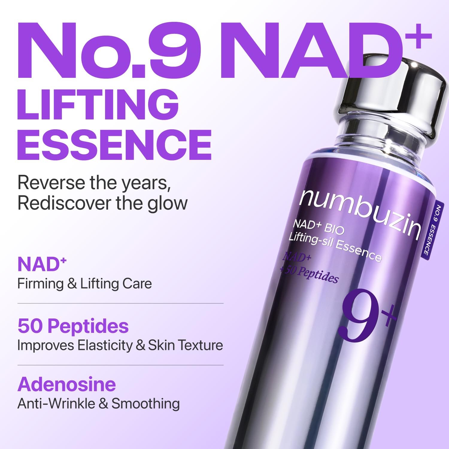 numbuzin No.9 NAD+ BIO Lifting Serum for Glow, Firming & Wrinkles, Peptide Facial Serum for Sagging Skin, Fine Lines & Elasticity, Hydrating & Tightening Formula, Korean Skincare 1.69 fl oz - Image 2