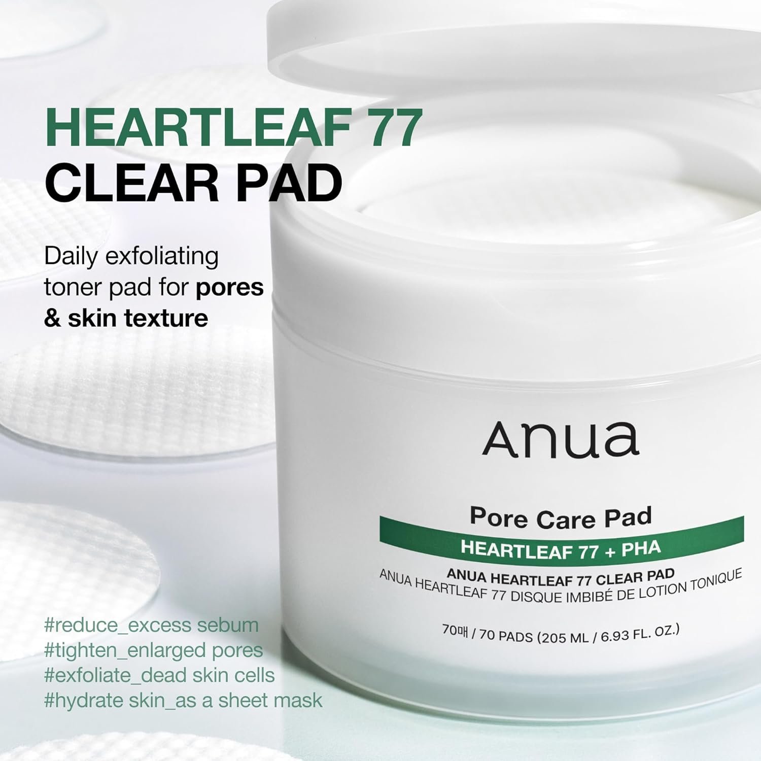 ANUA Heartleaf 77 Toner Pad 70 Sheets, PHA Dead Skin Care Low pH with Korean toner pads, Daily exfoliating, Quick & Easy Facial Mask With Hearleaf, Korean Skin Care - Image 2