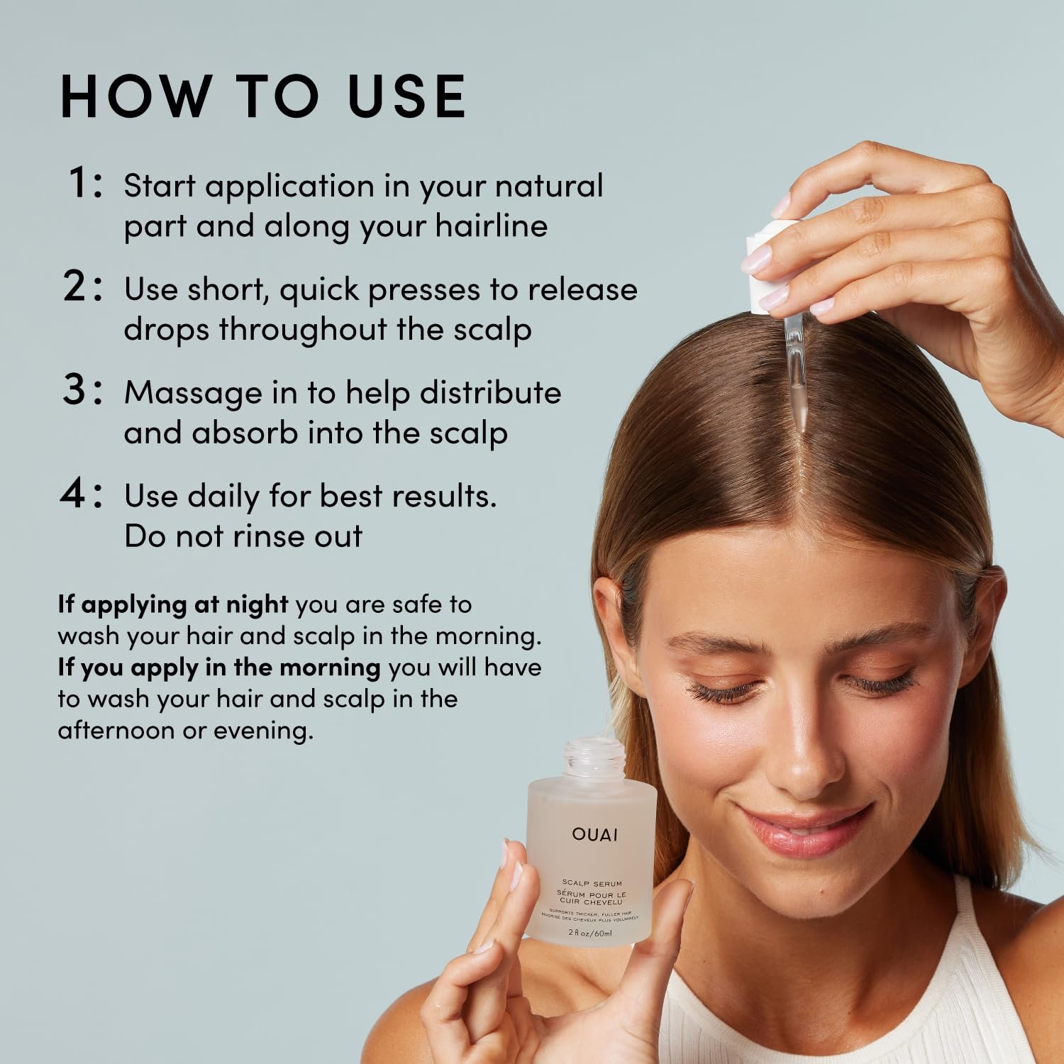 OUAI Scalp Serum - Balancing Hair Serum with Red Clover Extract, Siberian Ginseng and Peptides for Thicker and Fuller-Looking Hair - Paraben, Phthalate and Sulfate Free Scalp Care (2 Fl Oz) - Image 5
