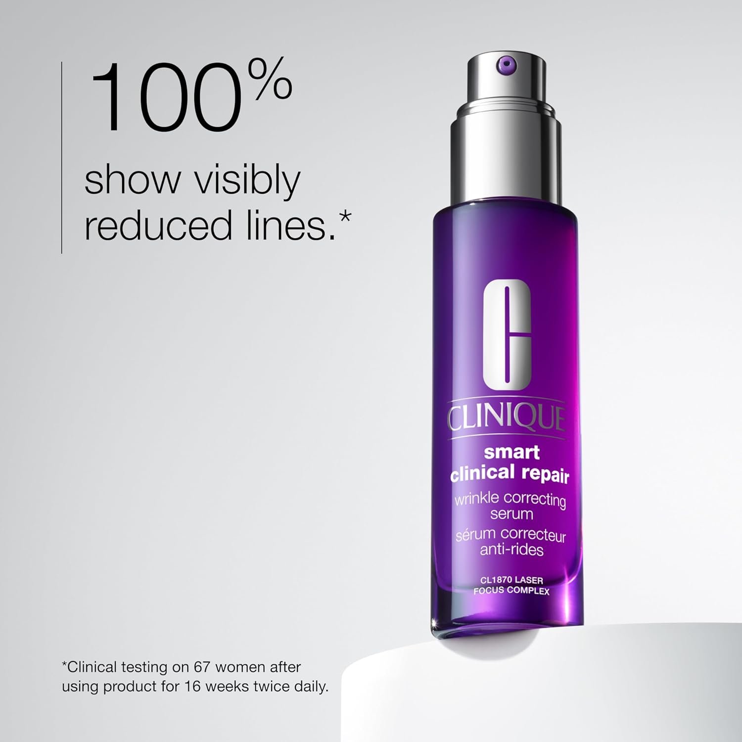 Clinique Smart Clinical Repair Wrinkle Correcting Anti Aging Face Serum With Hyaluronic Acid, Peptides + Advanced Retinoid Serum For All Skin Types | Hydrating - Image 3