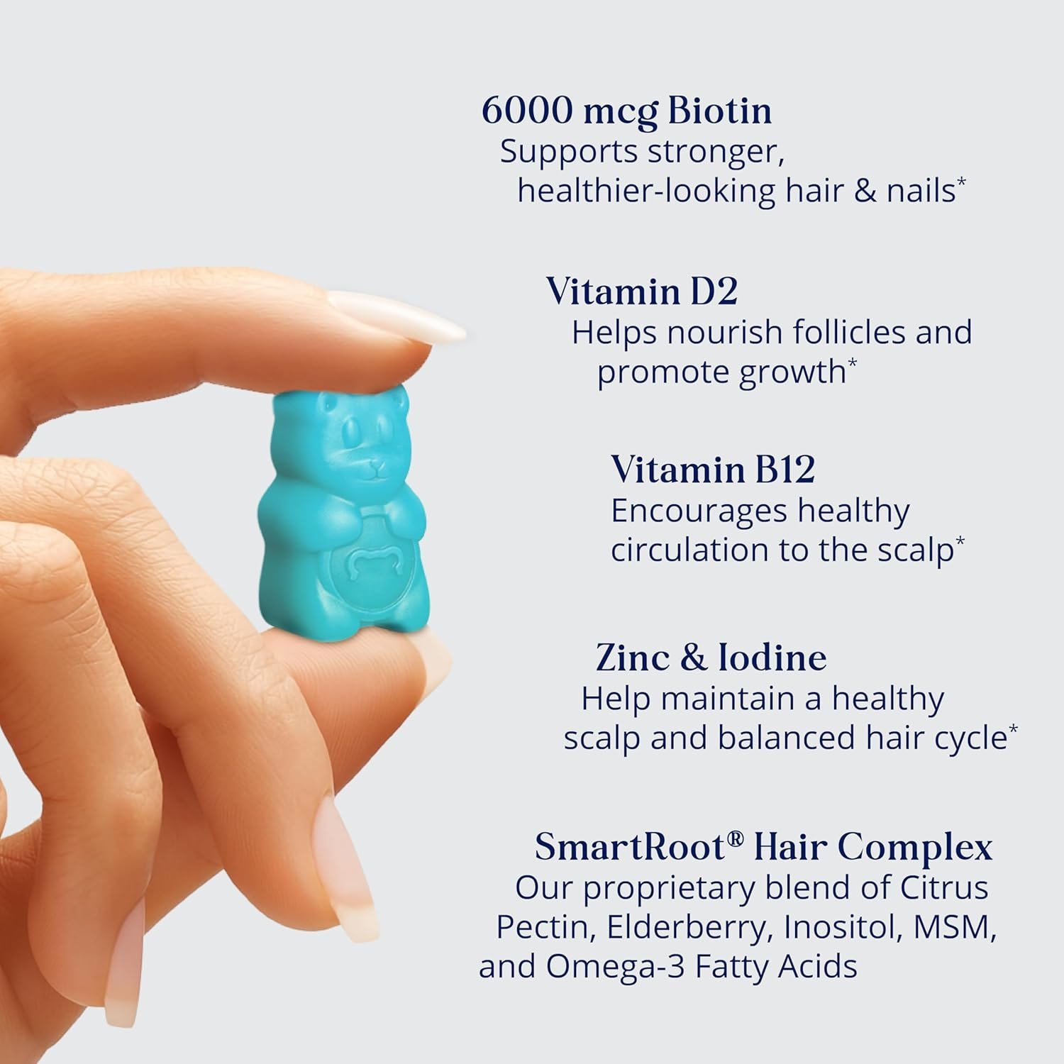 SugarBearPro Hair Vitamin Gummy 35 Day Supply, Extra Strength Biotin 6000mcg for Hair Growth, Vegan Vitamin B12, MSM, Inositol, Omega 3, Elderberry, Certified Kosher, Halal, Cruelty-Free - Image 4