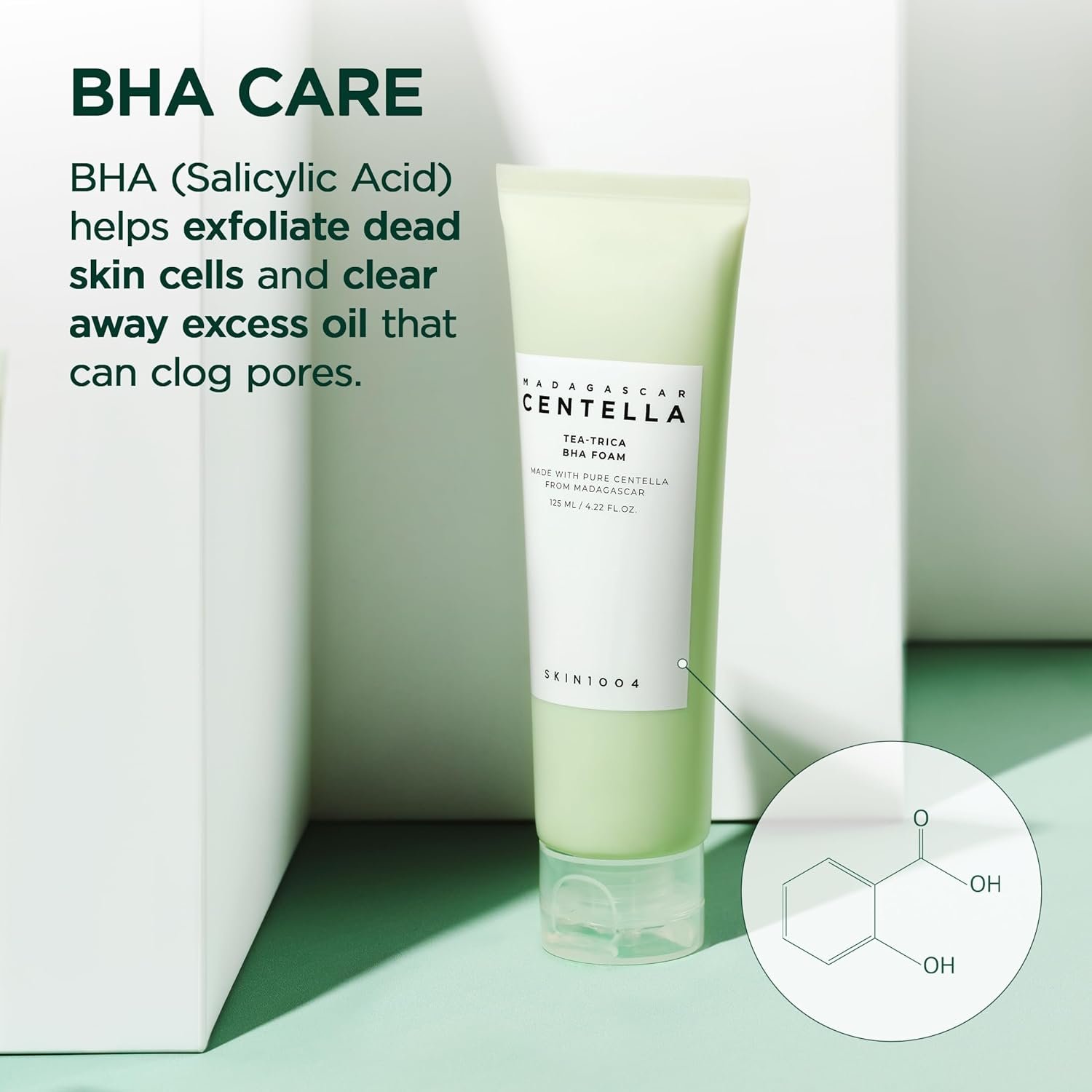 SKIN1004 Tea-Trica BHA Foam 4.22 fl.oz, 125ml, Makeup Remover, Korean Face Cleanser with Centella Asiatica & Tea Tree, Gentle Facial Foam Cleanser for Oil Control and Refreshing Skin, Korean Skin Care - Image 3