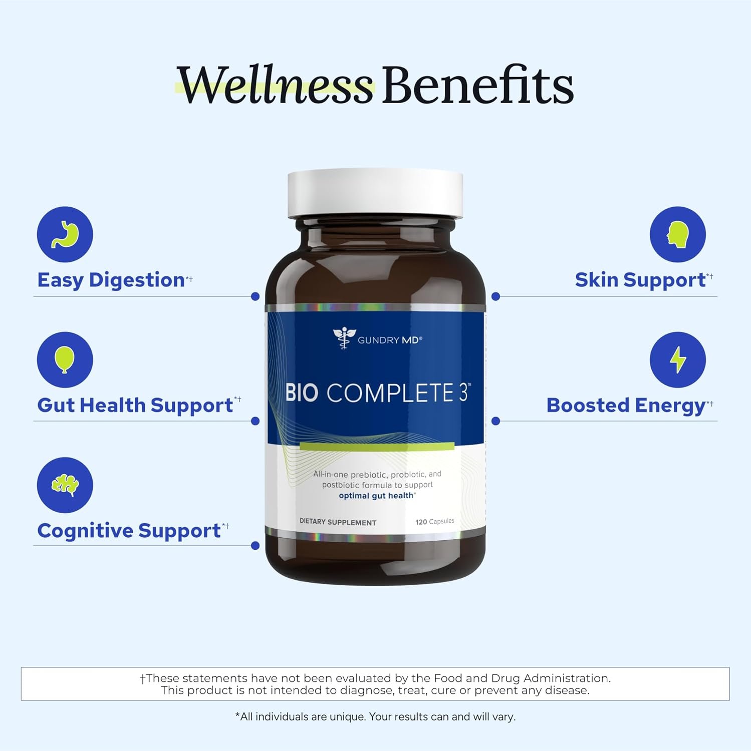 Gundry MD® Bio Complete 3, 3-in-1 Probiotics for Gut Health, Probiotic Supplements for Digestion, Supplement Supporting Bloating, Gas, Food Cravings, Energy Levels, Skin, and Focus, 30 Day Supply - Image 3