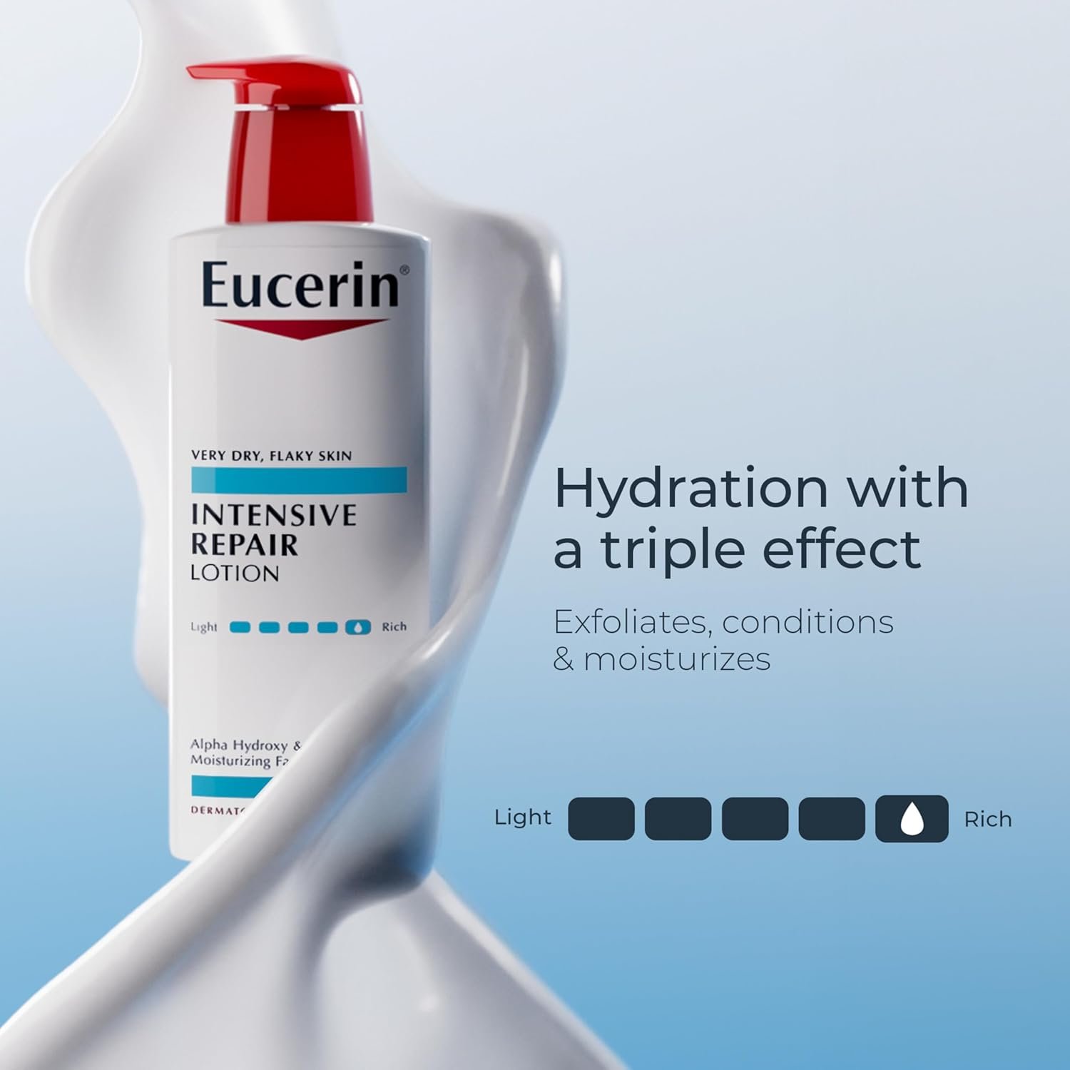 Eucerin Intensive Repair Body Lotion for Dry Skin with Alpha Hydroxy, Moisturizes, Exfoliates and Conditions, Fragrance Free and Paraben Free, Holiday Gifts for Self Care, 16.9 Fl Oz Bottle - Image 4