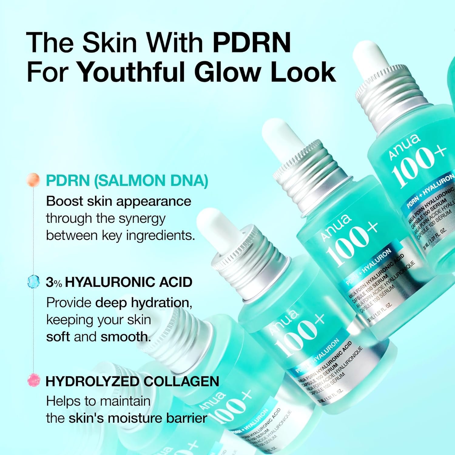 Anua PDRN Hyaluronic Acid Capsule 100 Serum, Radiant Face Serum, Hyaluronic Acid, Hydration, Moisture Plumping effect, Natural color, Fragrance free, Korean Skincare, 30ml / 1.01 fl. oz - Image 5